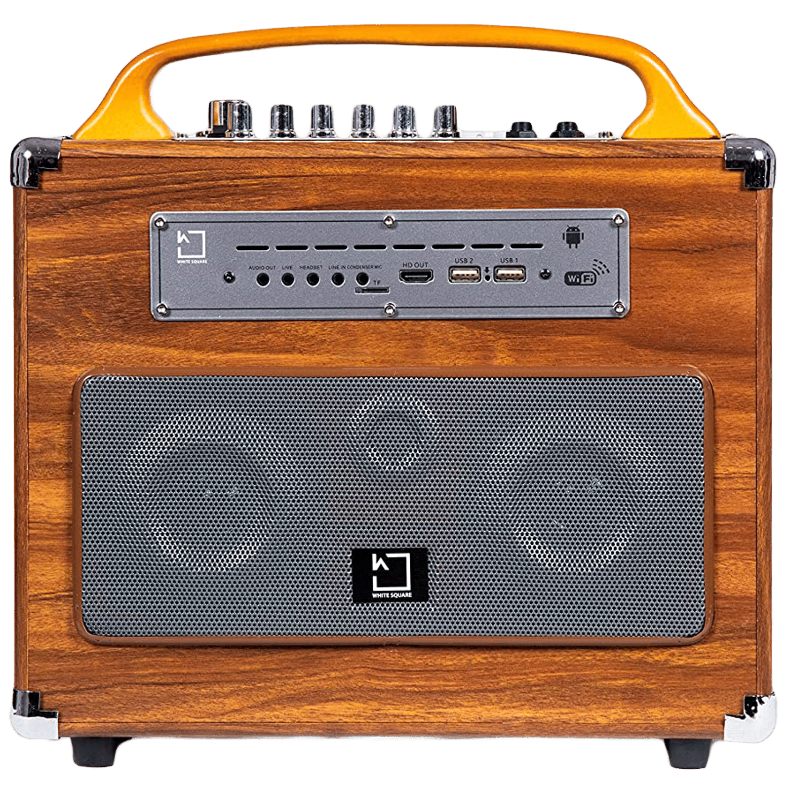 WHITE SQUARE 40W Bluetooth Party Speaker with Mic (High Powerful Bass, Mono Channel, Brown)_6