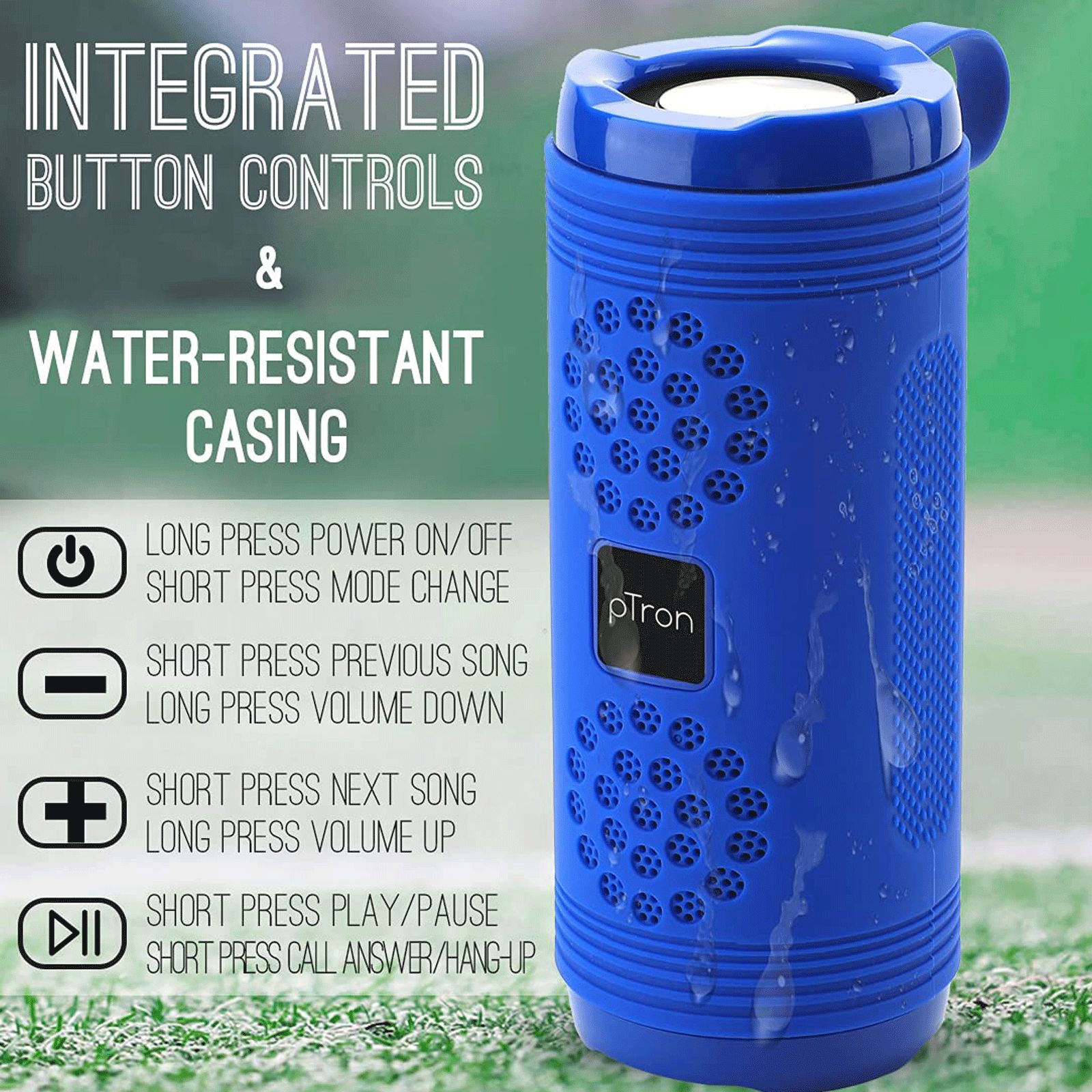 pTron Quinto Evo 8W Portable Bluetooth Speaker (Water Resistant, 12 Hours Playtime, Blue) pTron Quinto Evo 8W Portable Bluetooth Speaker (Water Resistant, 12 Hours Playtime, Blue)_5