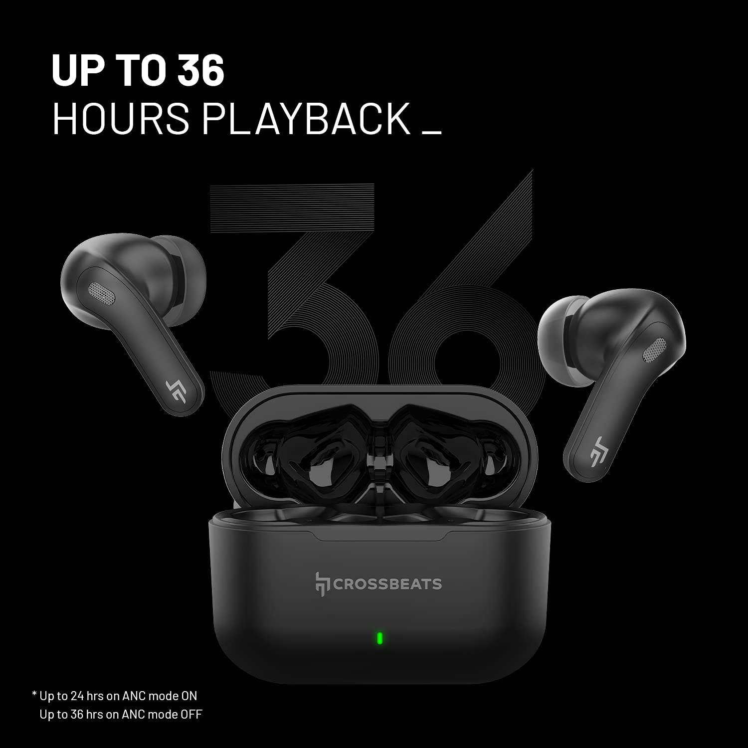 CROSSBEATS Epic TWS Earbuds with Active Noise Cancellation (IPX4 Water Resistant, 36 Hours Playback, Black)_8