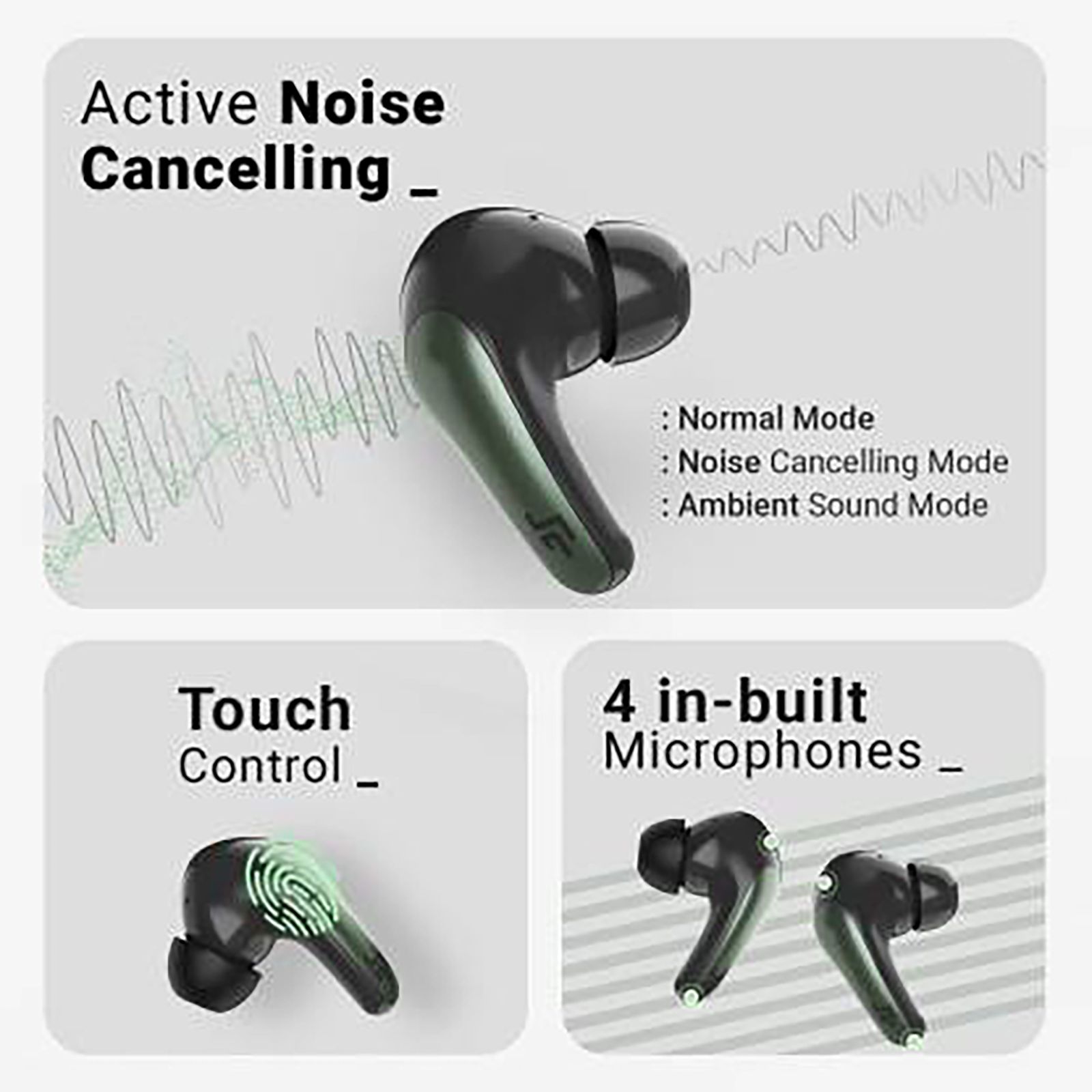 CROSSBEATS Epic Lite TWS Earbuds with Active Noise Cancellation (IPX4 Water Resistant, 12 Hours Playback, Urban Green)_10