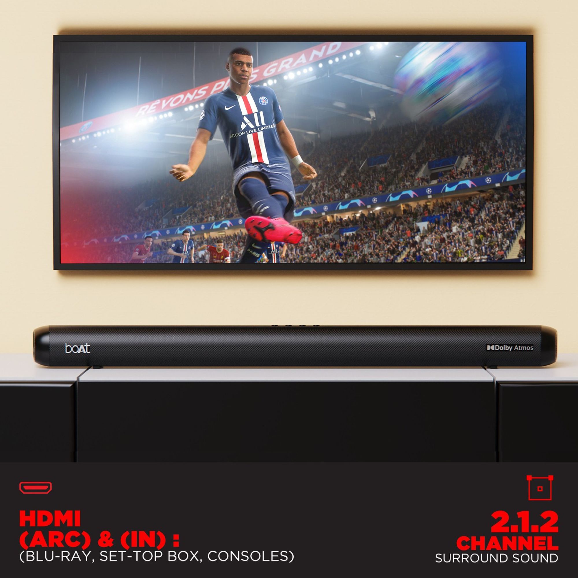 boAt Aavante Bar 4000DA 200W Bluetooth Soundbar with Remote (Dolby Atmos, 2.1.2 Channel, Black) boAt Aavante Bar 4000DA 200W Bluetooth Soundbar with Remote (Dolby Atmos, 2.1.2 Channel, Black)_6