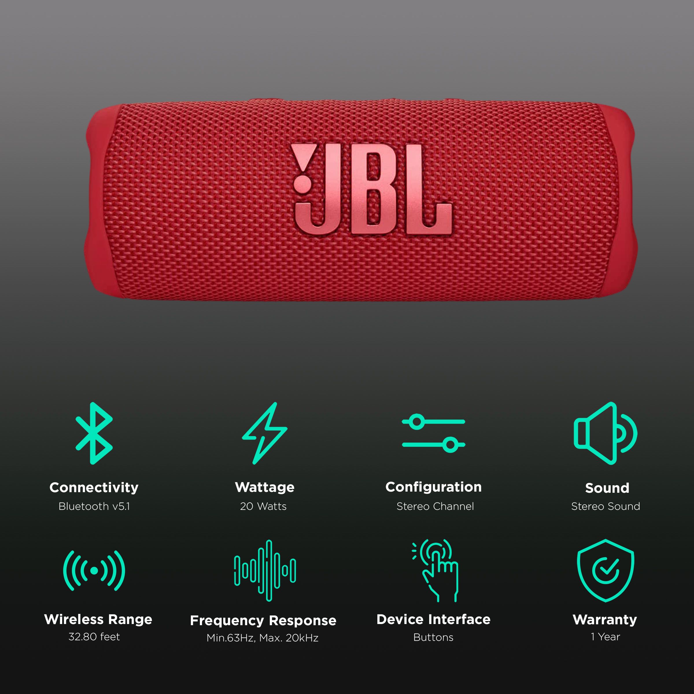 JBL Flip 6 20W Portable Bluetooth Speaker (IP67 Waterproof, IP67 Dustproof, Red) JBL Flip 6 20W Portable Bluetooth Speaker (IP67 Waterproof, IP67 Dustproof, Red)_2