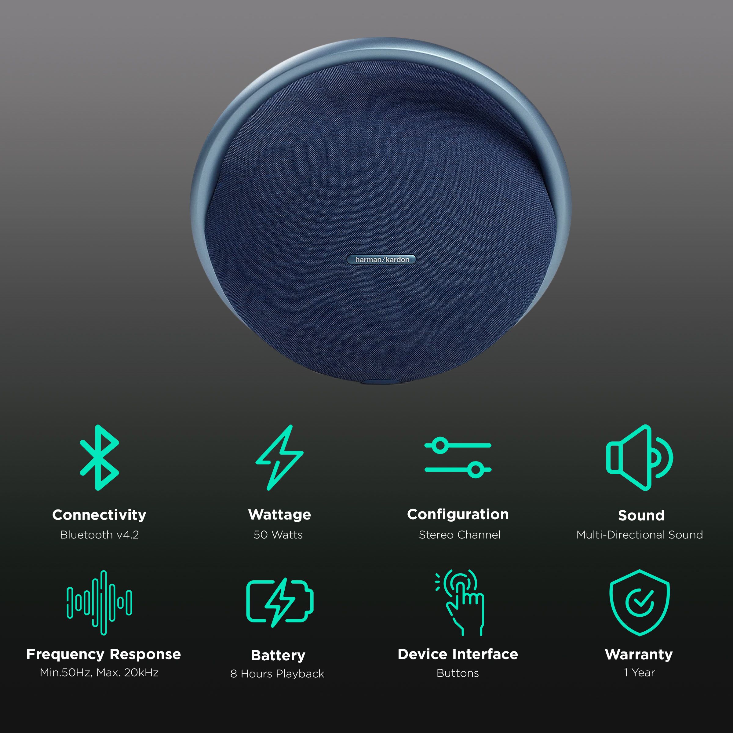 Harman Kardon Onyx Studio 7 50W Portable Bluetooth Speaker (8 Hours Playtime, Stereo Channel, Blue) Harman Kardon Onyx Studio 7 50W Portable Bluetooth Speaker (8 Hours Playtime, Stereo Channel, Blue)_2