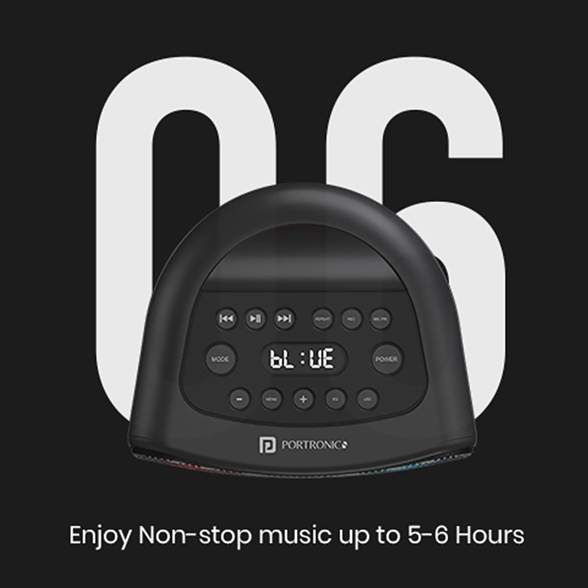 PORTRONICS Dash 40W Portable Bluetooth Speaker (Built-in FM Radio, Black/Grey) PORTRONICS Dash 40W Portable Bluetooth Speaker (Built-in FM Radio, Black/Grey)_6