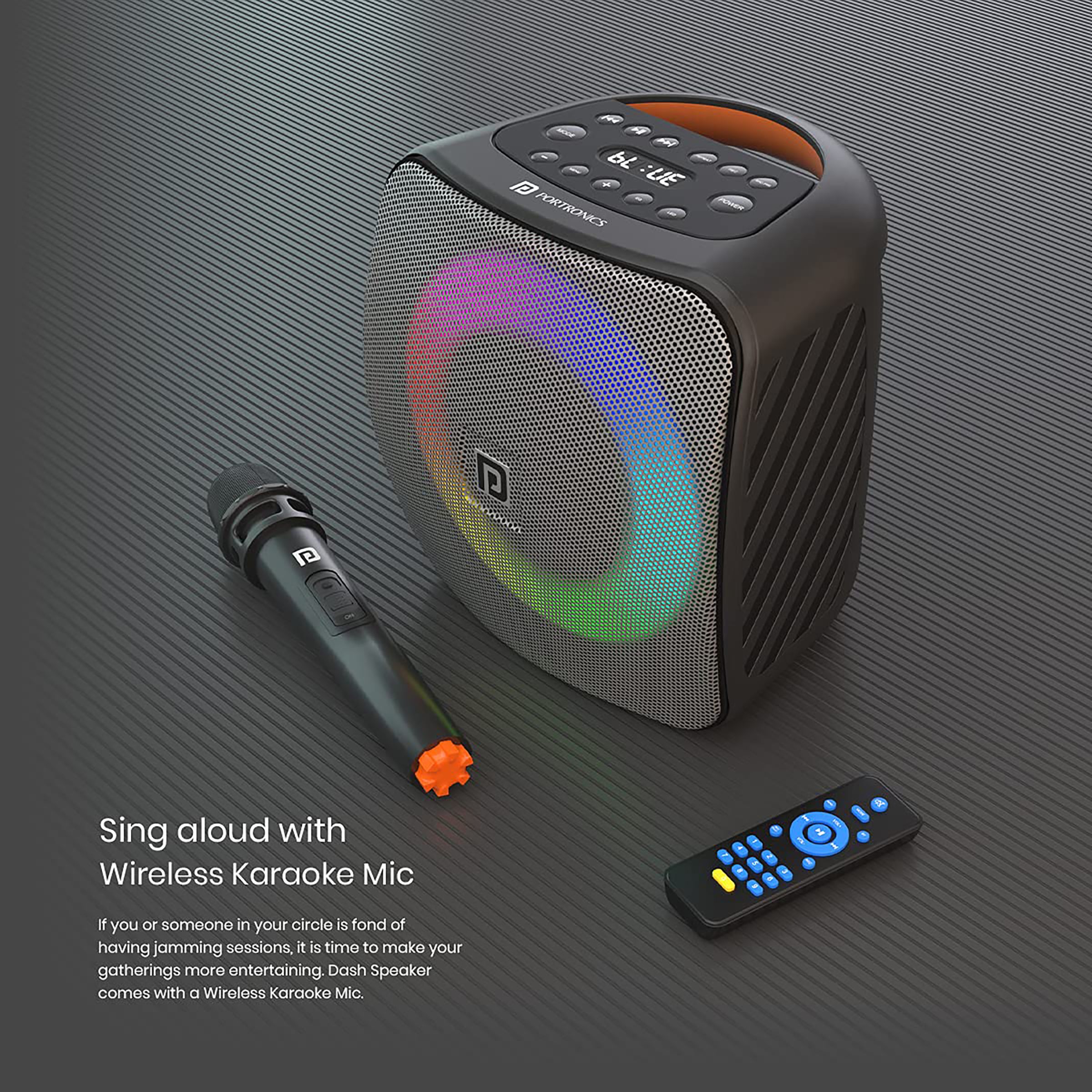 PORTRONICS Dash 40W Portable Bluetooth Speaker (Built-in FM Radio, Black/Grey) PORTRONICS Dash 40W Portable Bluetooth Speaker (Built-in FM Radio, Black/Grey)_8