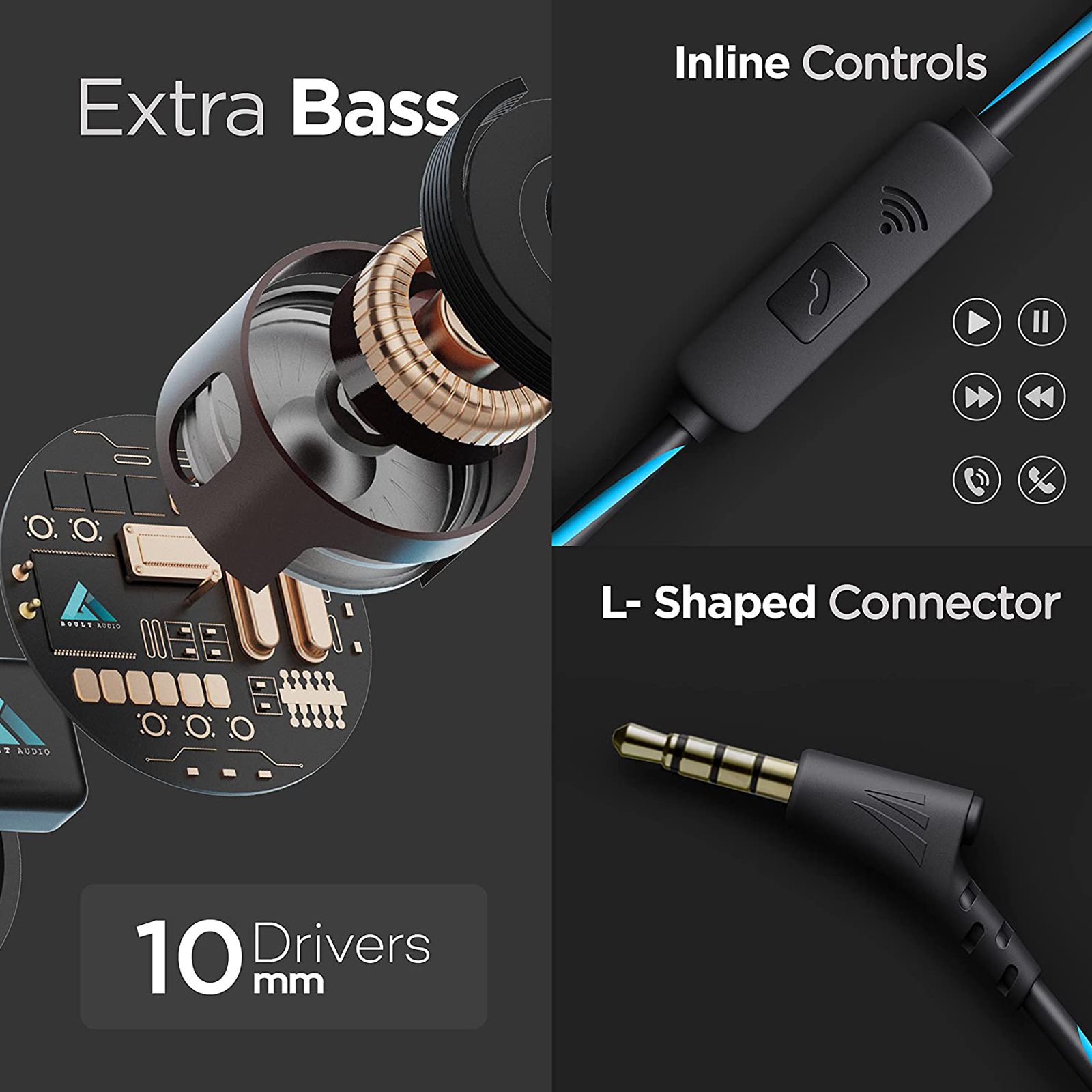 GOBOULT BassBuds X1 BA-RD-X1 Wired Earphone with Mic (In Ear, Blue)_7