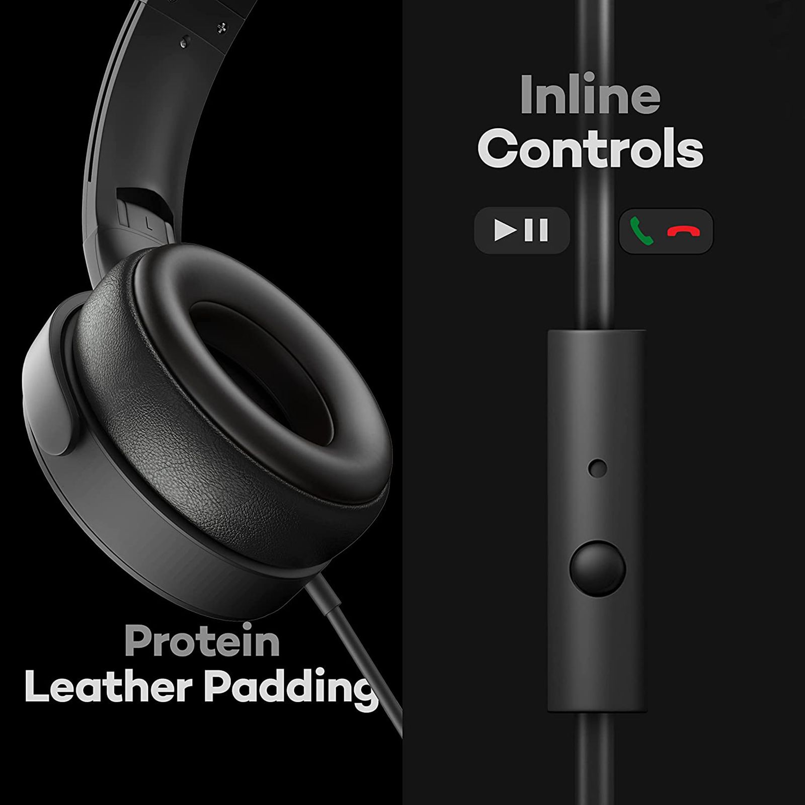 GOBOULT Bassbuds Q2 BA-RD-Q2  Wired Headphone with Mic (Over Ear, Black)_8