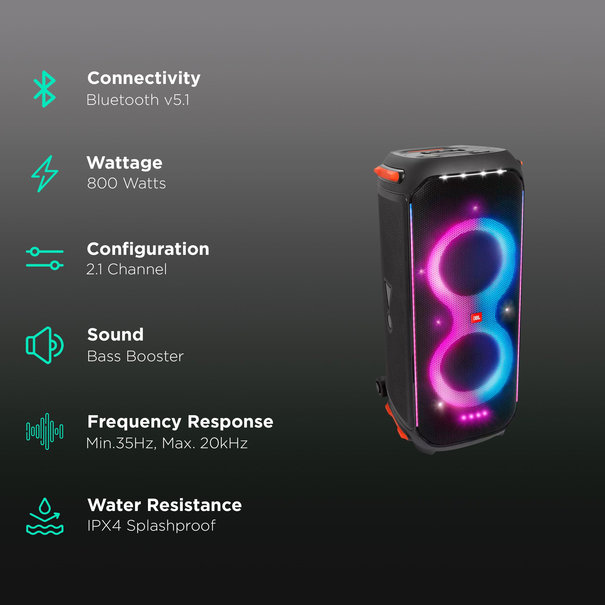 JBL PartyBox 710 800W Bluetooth Party Speaker (IPX4 Splashproof, 2.1 Channel, Black)_2