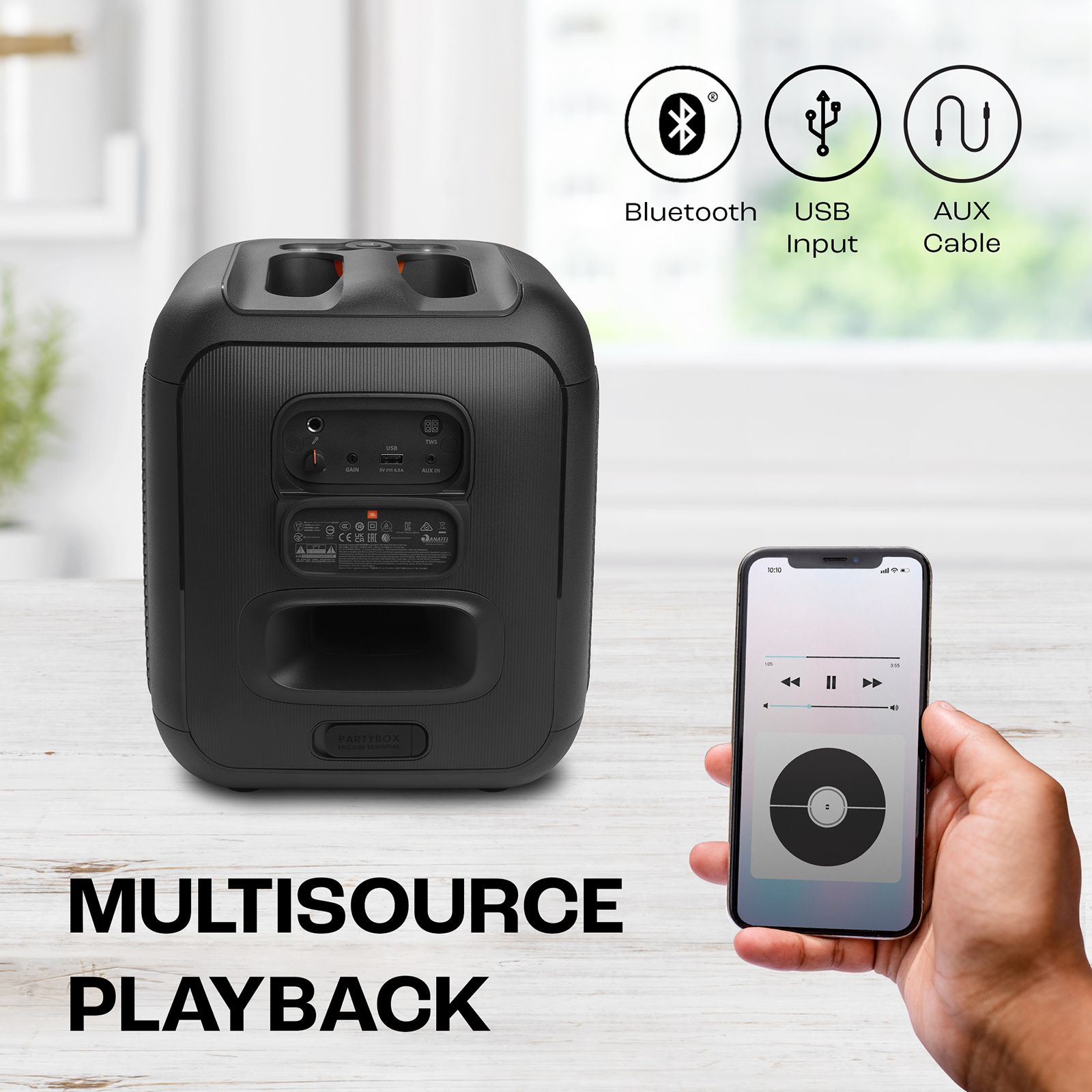 JBL PartyBox Encore Essential 100W Bluetooth Party Speaker (IPX4 Splashproof, 2.1 Channel, Black)_18