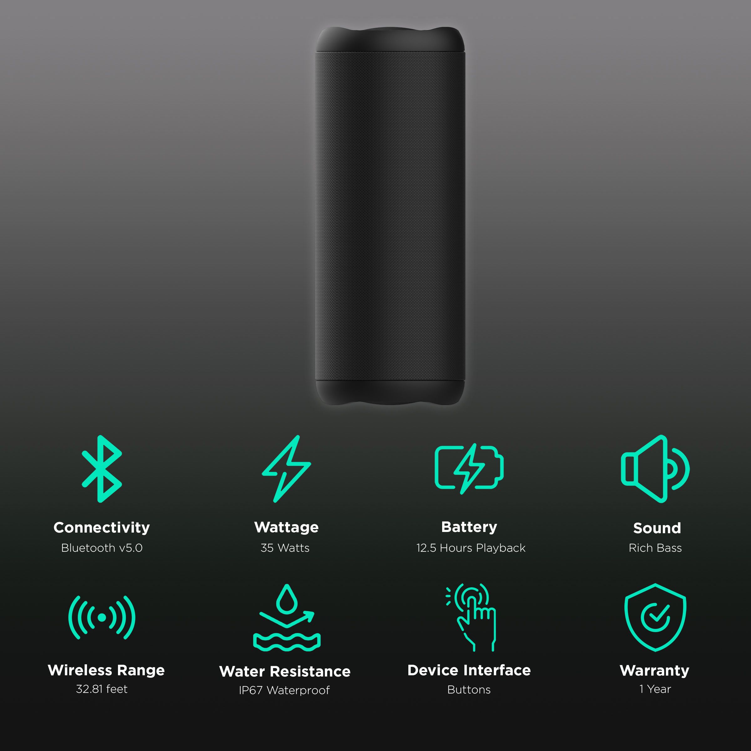 Croma 35W Portable Bluetooth Speaker (IP67 Waterproof, 10 Hours Playtime, Black) Croma 35W Portable Bluetooth Speaker (IP67 Waterproof, 10 Hours Playtime, Black)_2