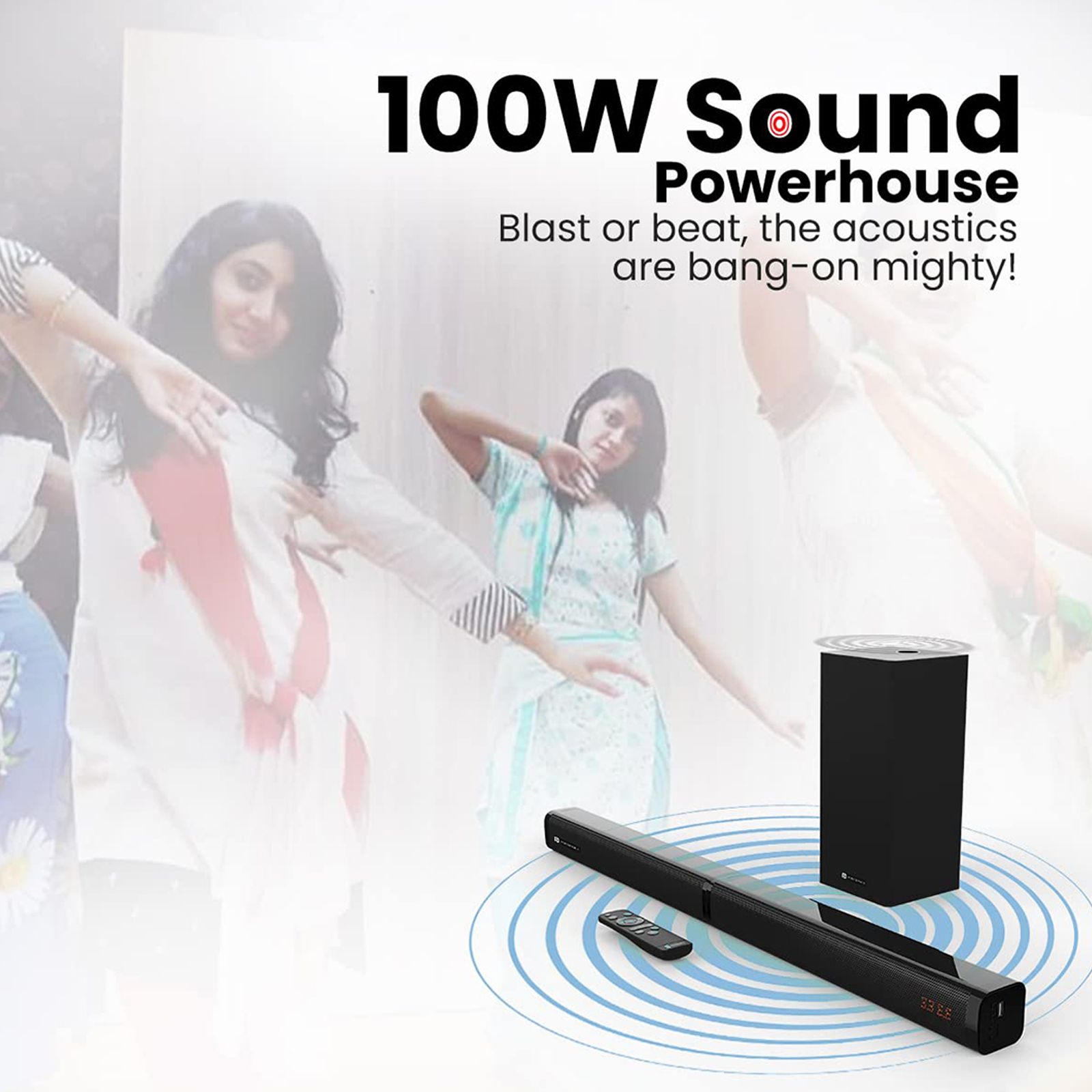 PORTRONICS Pure Sound 103 100W Bluetooth Soundbar with Remote (Lucid Quality of Bass, Black) PORTRONICS Pure Sound 103 100W Bluetooth Soundbar with Remote (Lucid Quality of Bass, Black)_5