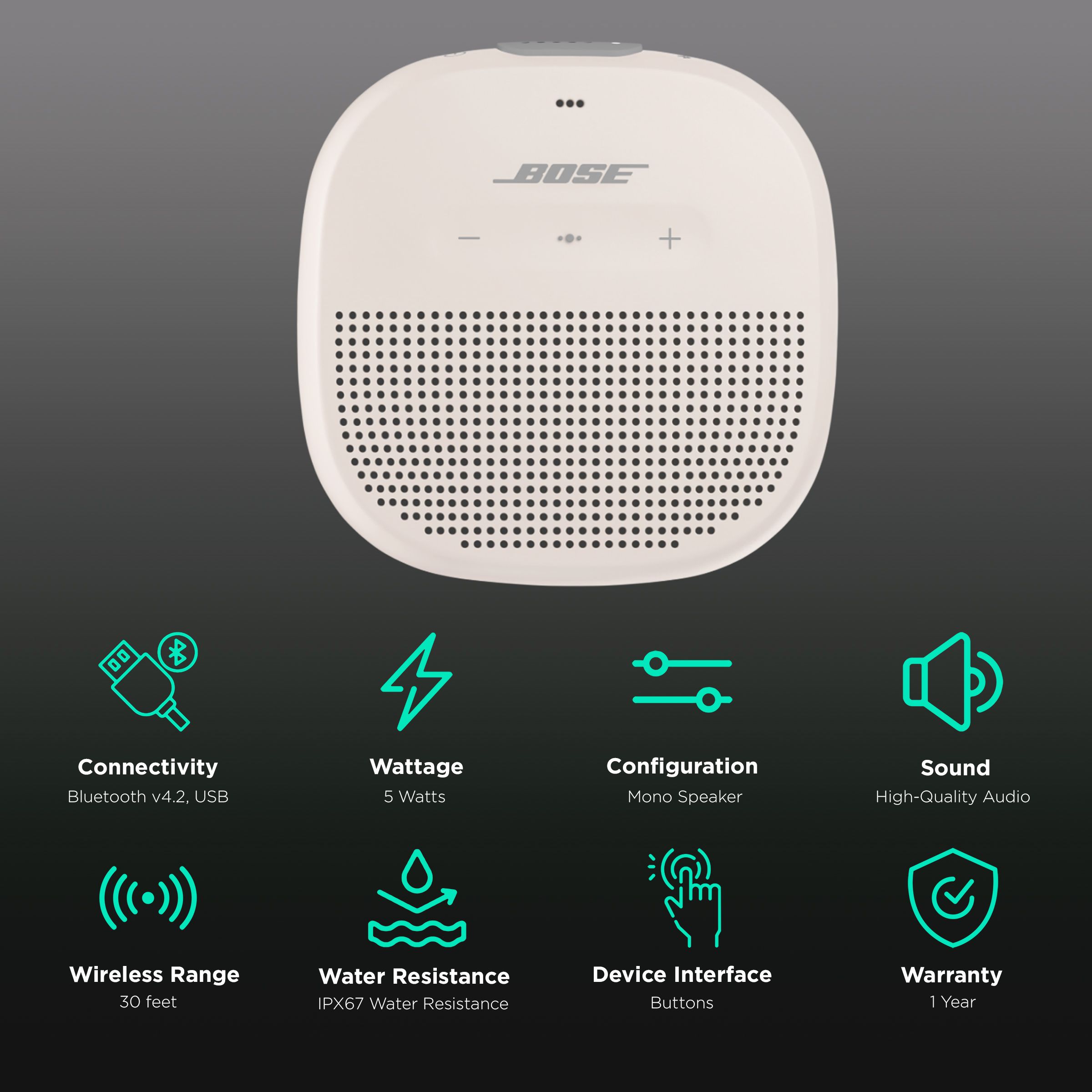 BOSE SoundLink Micro 5W Portable Bluetooth Speaker (IPX67 Water Resistant, Stereo Sound, Mono Speaker, White Smoke) BOSE SoundLink Micro 5W Portable Bluetooth Speaker (IPX67 Water Resistant, Stereo Sound, Mono Speaker, White Smoke)_2