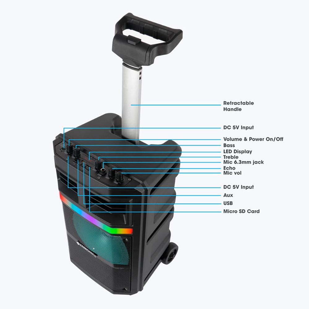 ZEBRONICS Zeb-Thump 200 28W Bluetooth Party Speaker with Mic (Thumping Bass, Stereo Channel, Black) ZEBRONICS Zeb-Thump 200 28W Bluetooth Party Speaker with Mic (Thumping Bass, Stereo Channel, Black)_8