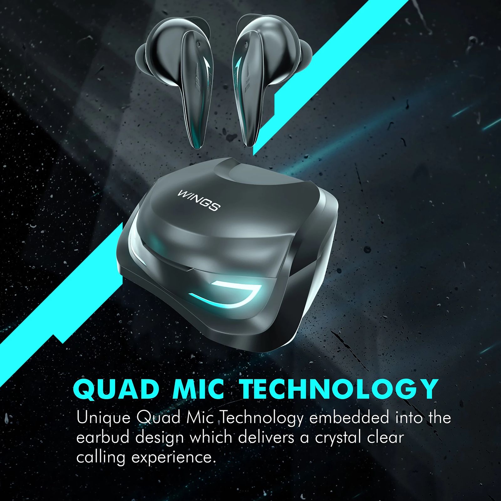 WINGS Phantom 500 TWS Earbuds with Environmental Noise Cancellation (IPX5 Water Resistant, 30 Hours Playtime, Black)_8
