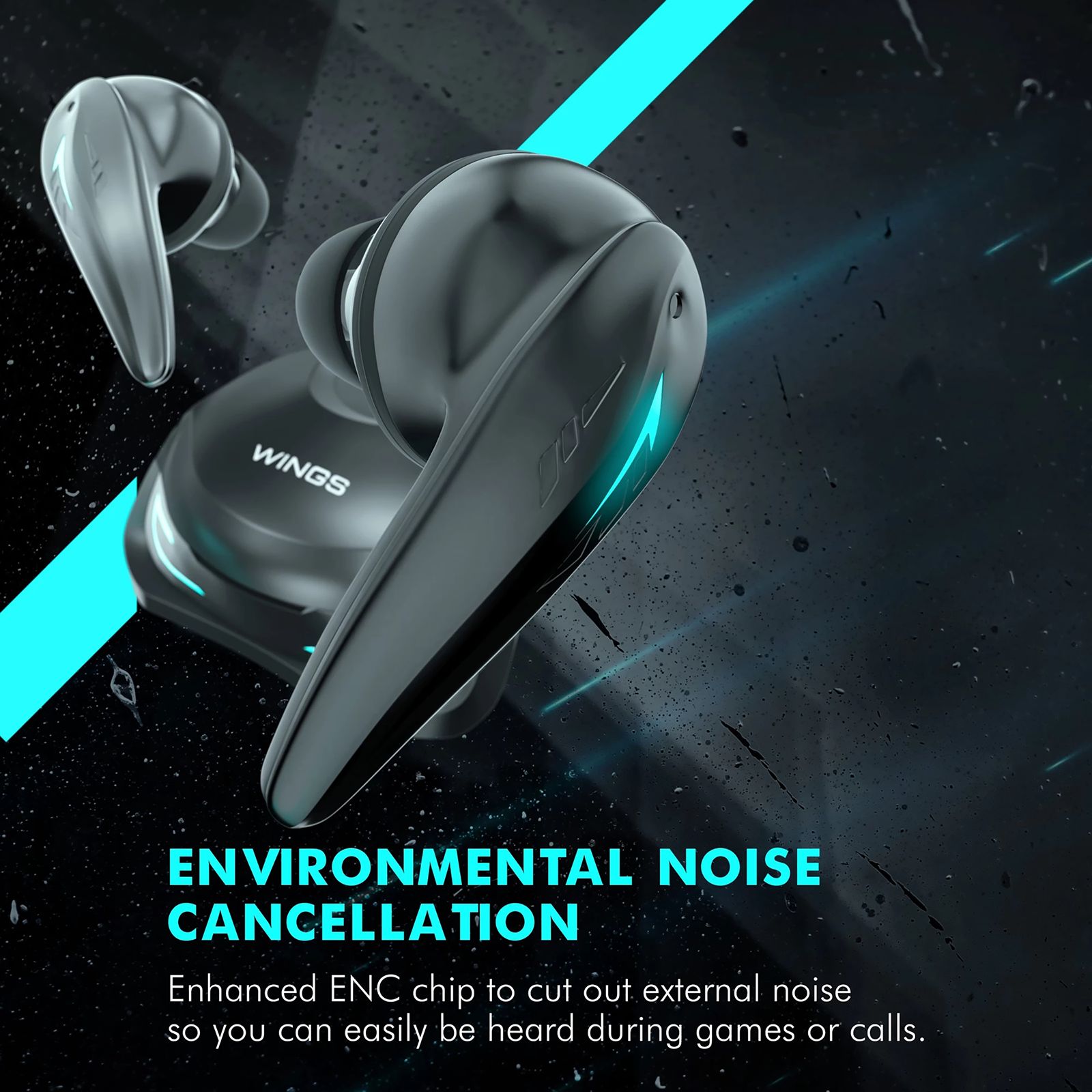 WINGS Phantom 500 TWS Earbuds with Environmental Noise Cancellation (IPX5 Water Resistant, 30 Hours Playtime, Black)_10