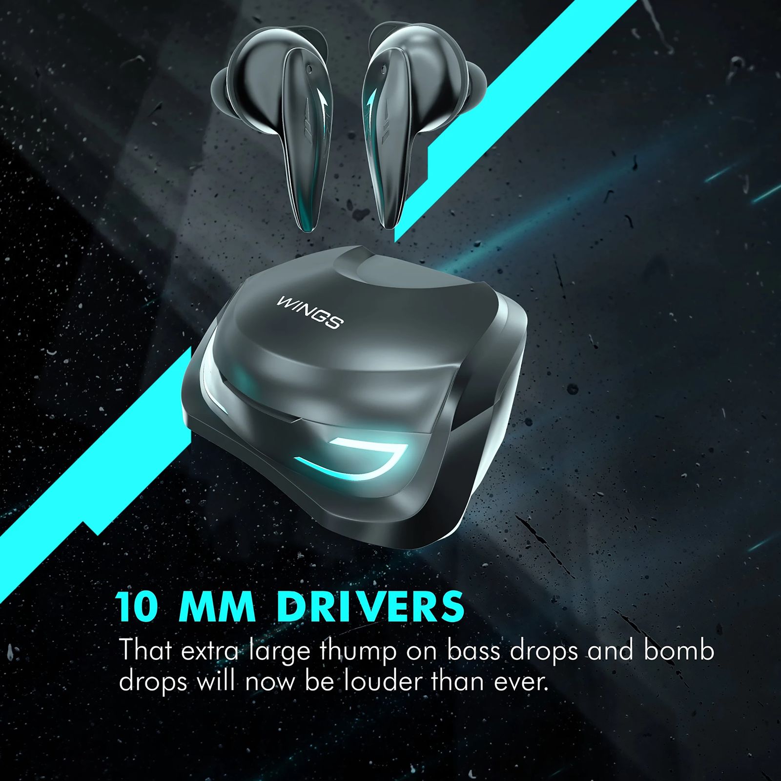 WINGS Phantom 500 TWS Earbuds with Environmental Noise Cancellation (IPX5 Water Resistant, 30 Hours Playtime, Black)_5