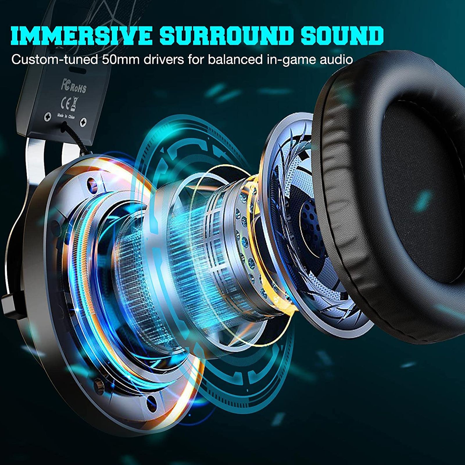 EKSA E3000 Wired Gaming Headset with Environmental Noise Cancellation (RGB light, Over Ear, Blue)_7