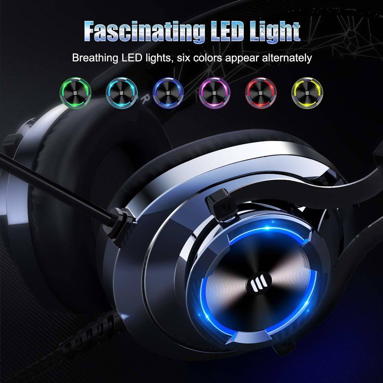 EKSA E3000 Wired Gaming Headset with Environmental Noise Cancellation (RGB light, Over Ear, Blue)_3