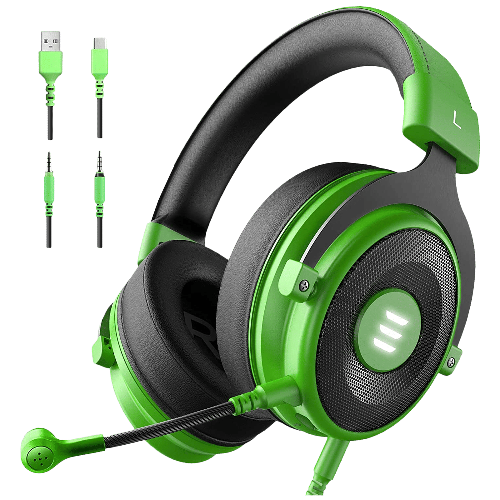 EKSA E900 Pro Wired Gaming Headset with Noise Cancellation (7.1 Virtual Surround Sound, Over Ear, Green)_1