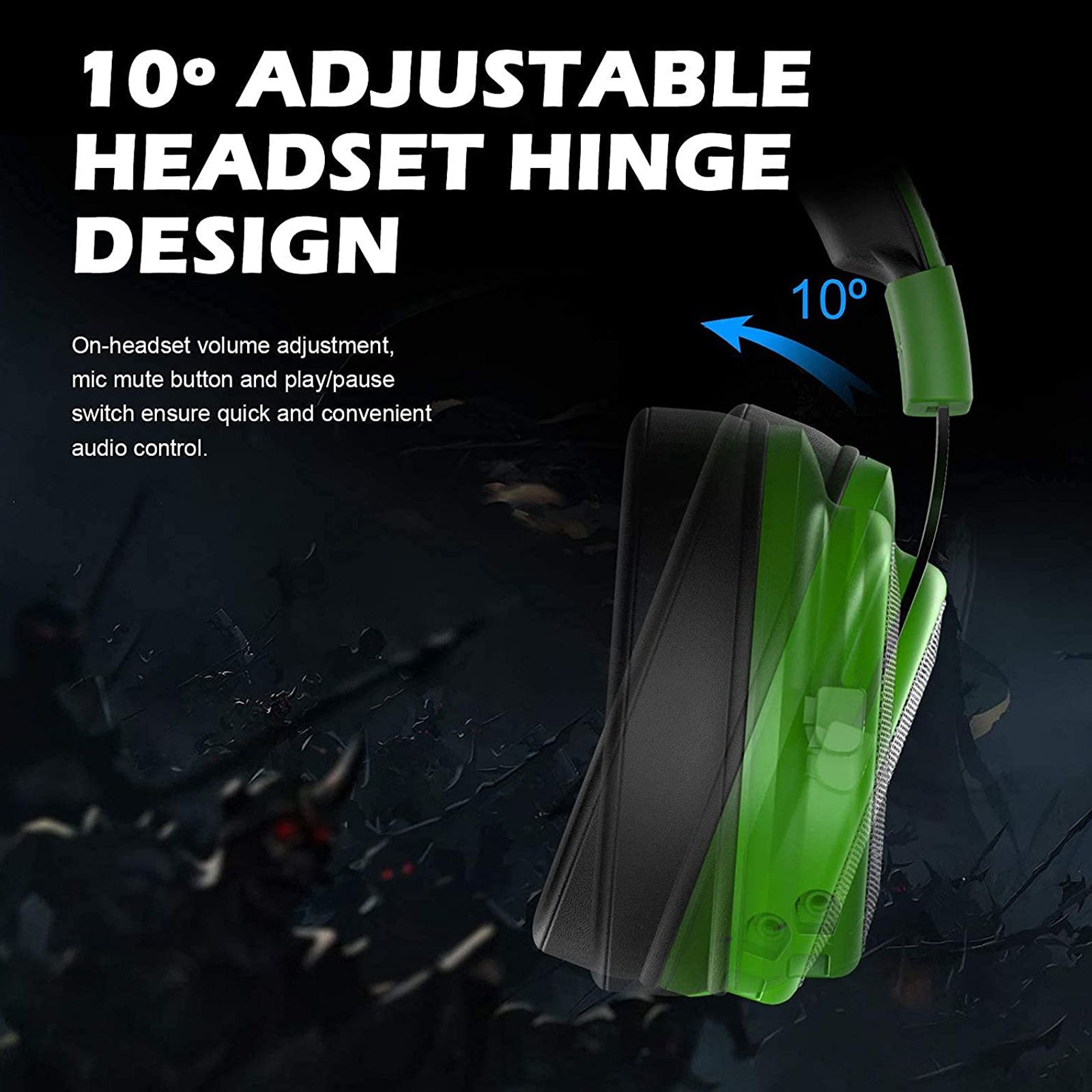 EKSA E900 Pro Wired Gaming Headset with Noise Cancellation (7.1 Virtual Surround Sound, Over Ear, Green)_3