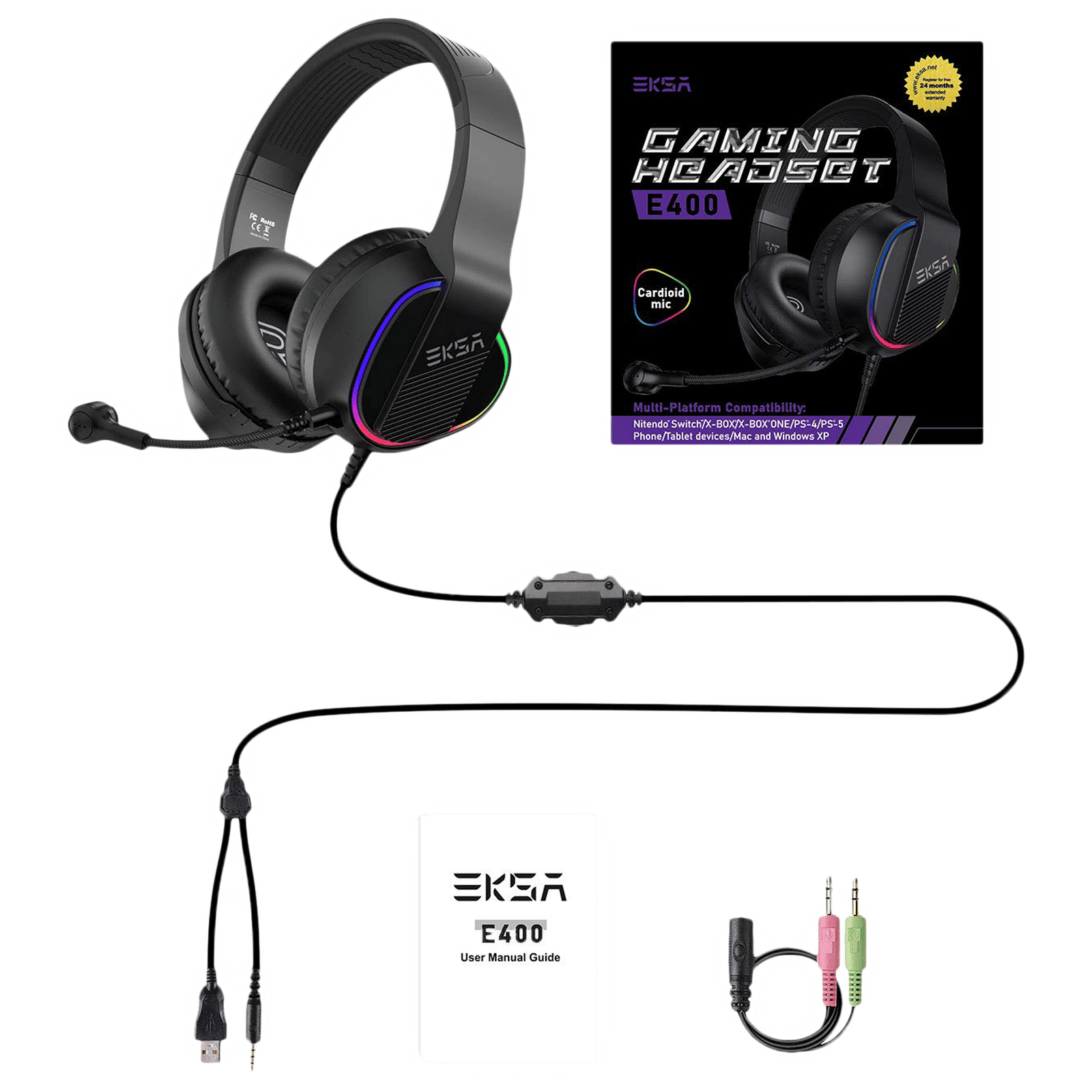 EKSA E400 Wired Gaming Headset (3D Stereo Sound, On Ear, Black) EKSA E400 Wired Gaming Headset (3D Stereo Sound, On Ear, Black)_7