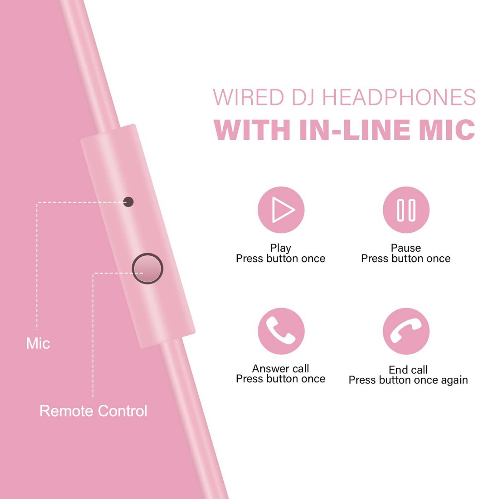 OneOdio Pro 10 PRO10WDPK Wired Headphone with Mic (On Ear, Pink)_5