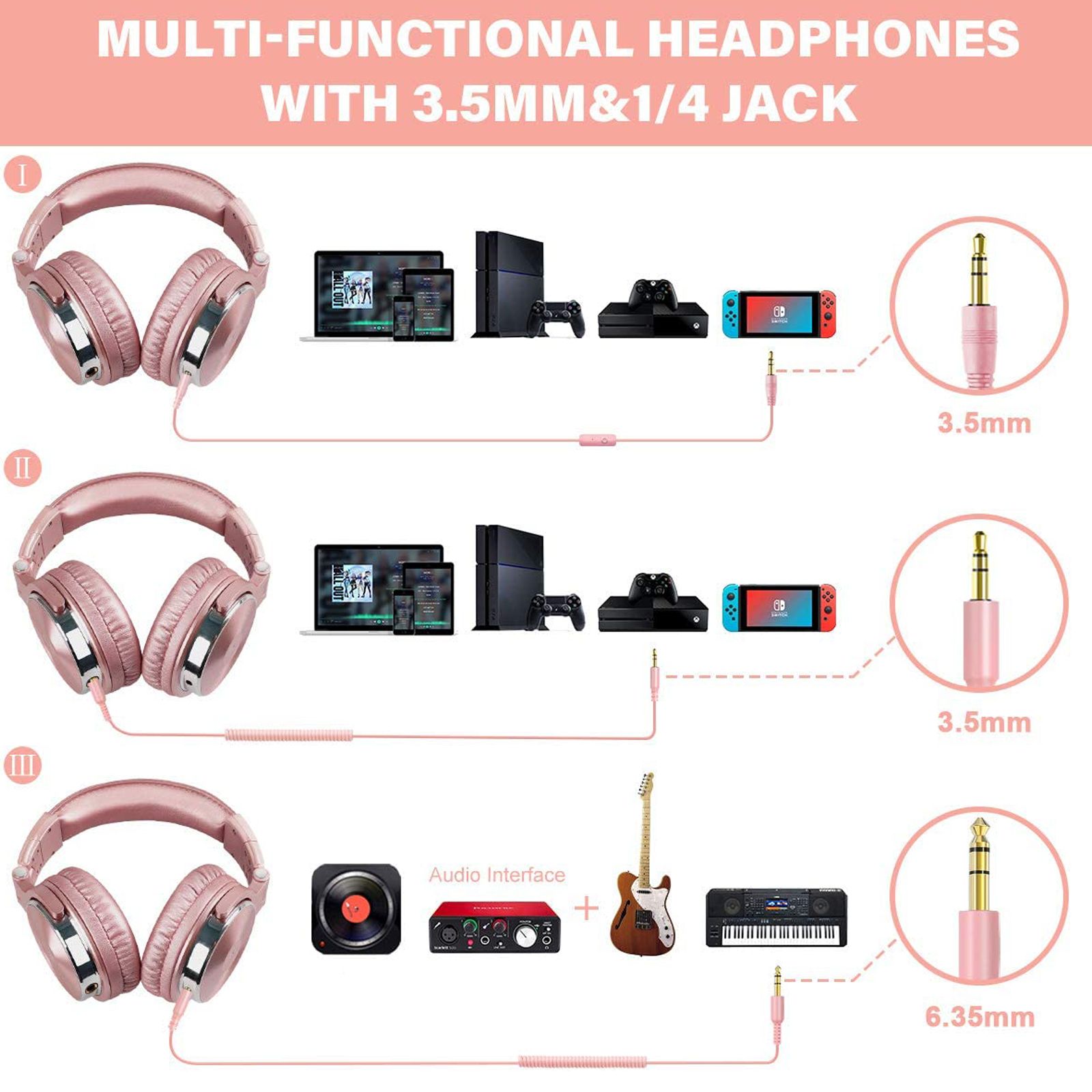 OneOdio Pro 10 PRO10WDPK Wired Headphone with Mic (On Ear, Pink)_10