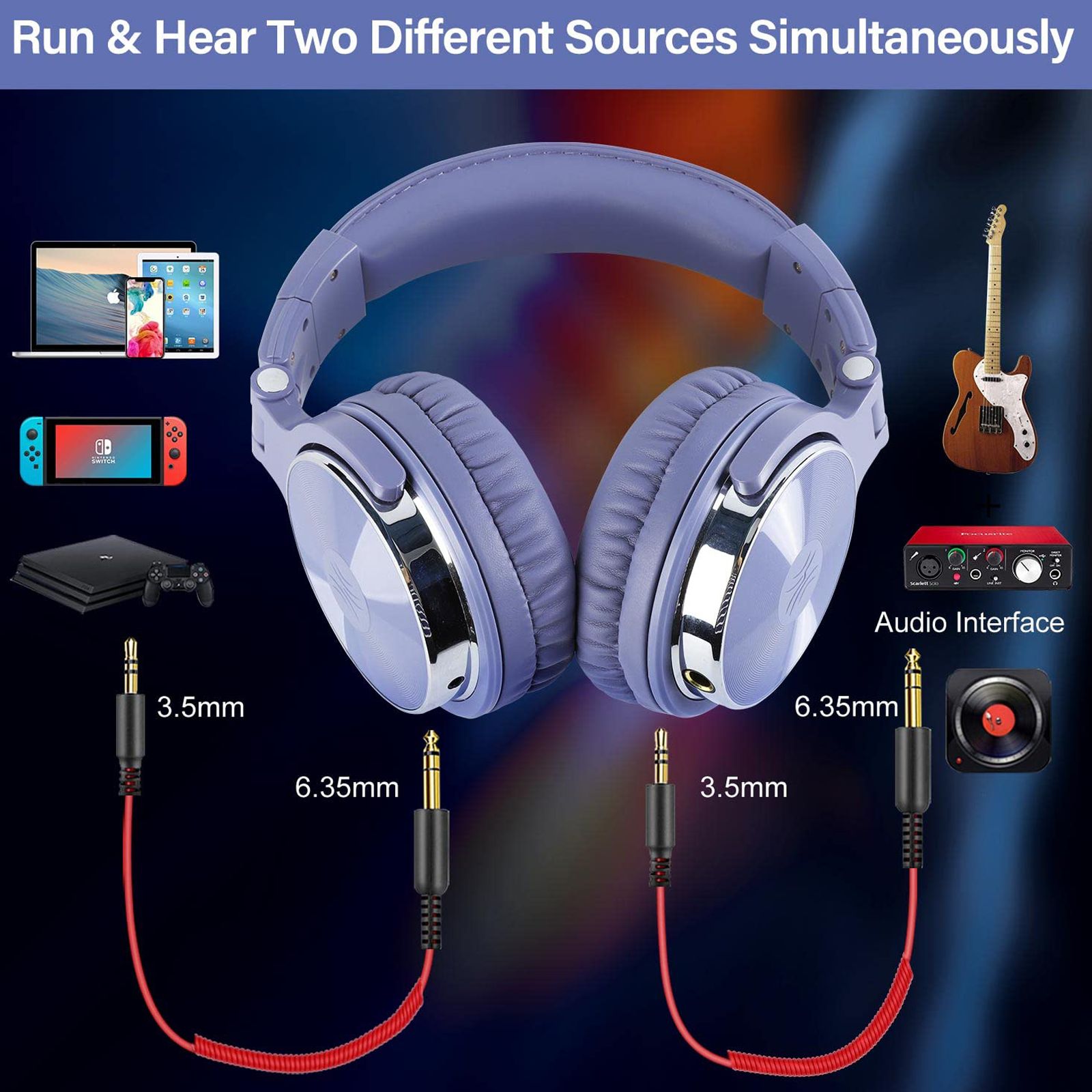 OneOdio Pro 10 PRO10WDLBL Wired Headphone with Mic (On Ear, Light Blue)_5