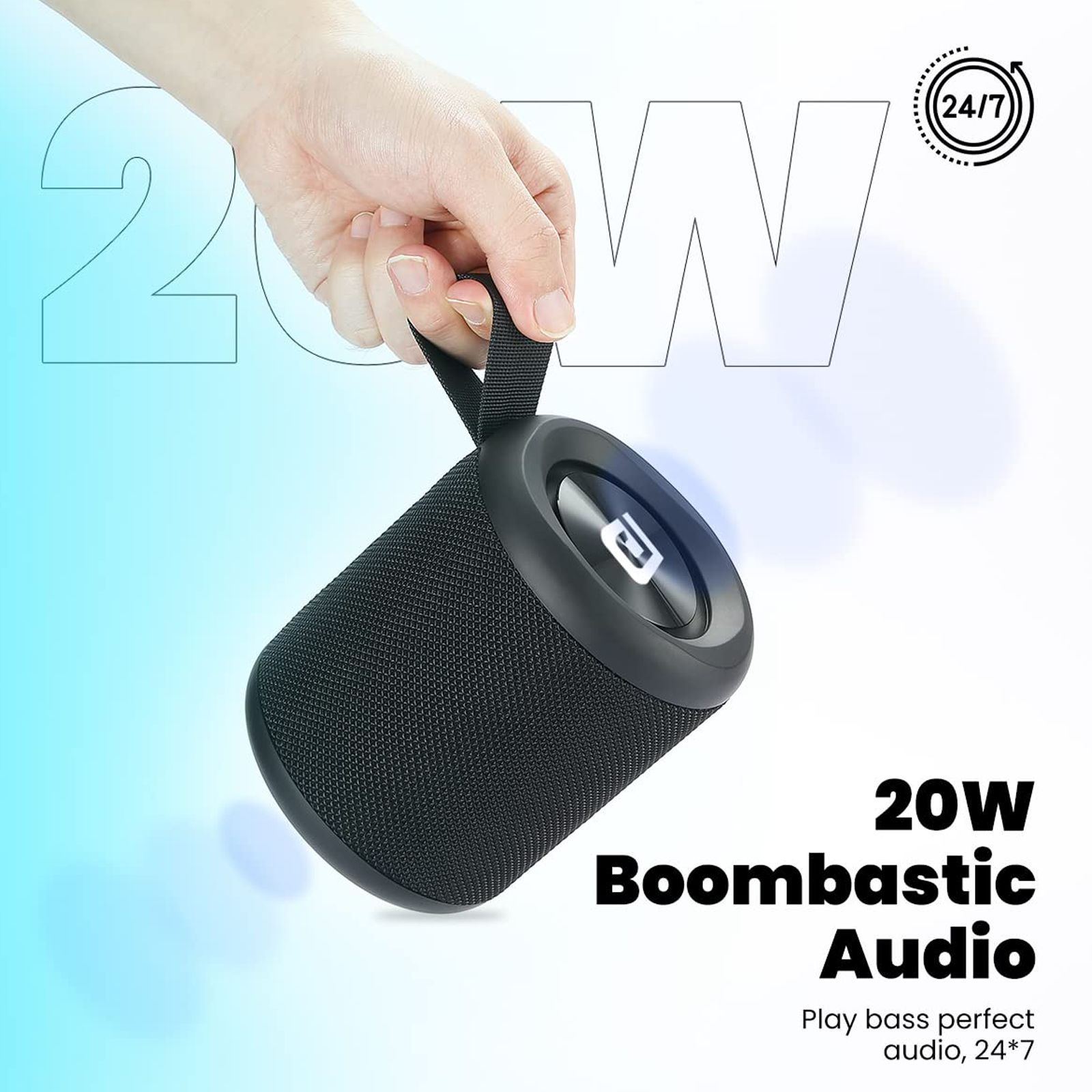 PORTRONICS SoundDrum P 20W Portable Bluetooth Speaker (Hands Free Calling, Stereo Channel, Black)_6