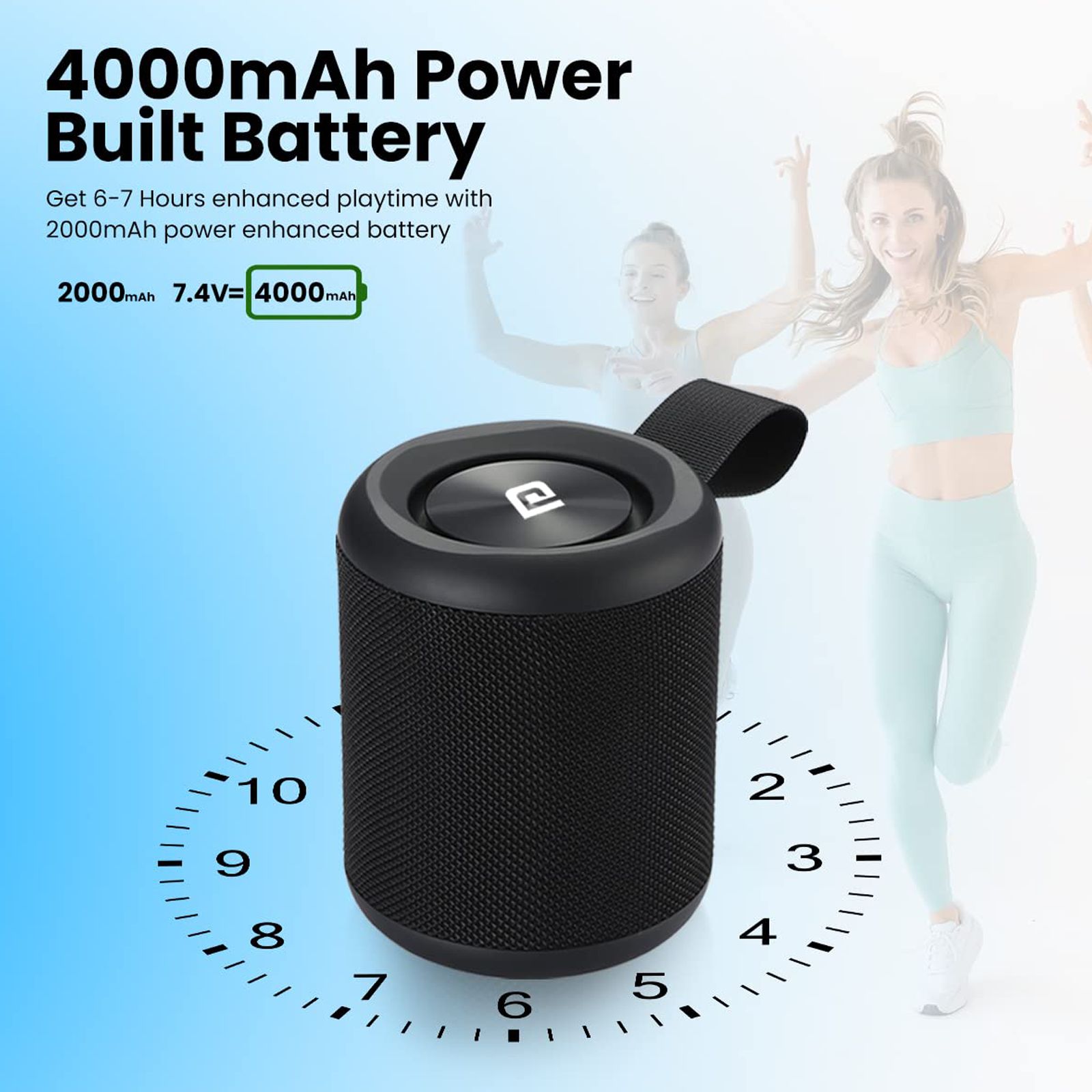 PORTRONICS SoundDrum P 20W Portable Bluetooth Speaker (Hands Free Calling, Stereo Channel, Black)_8