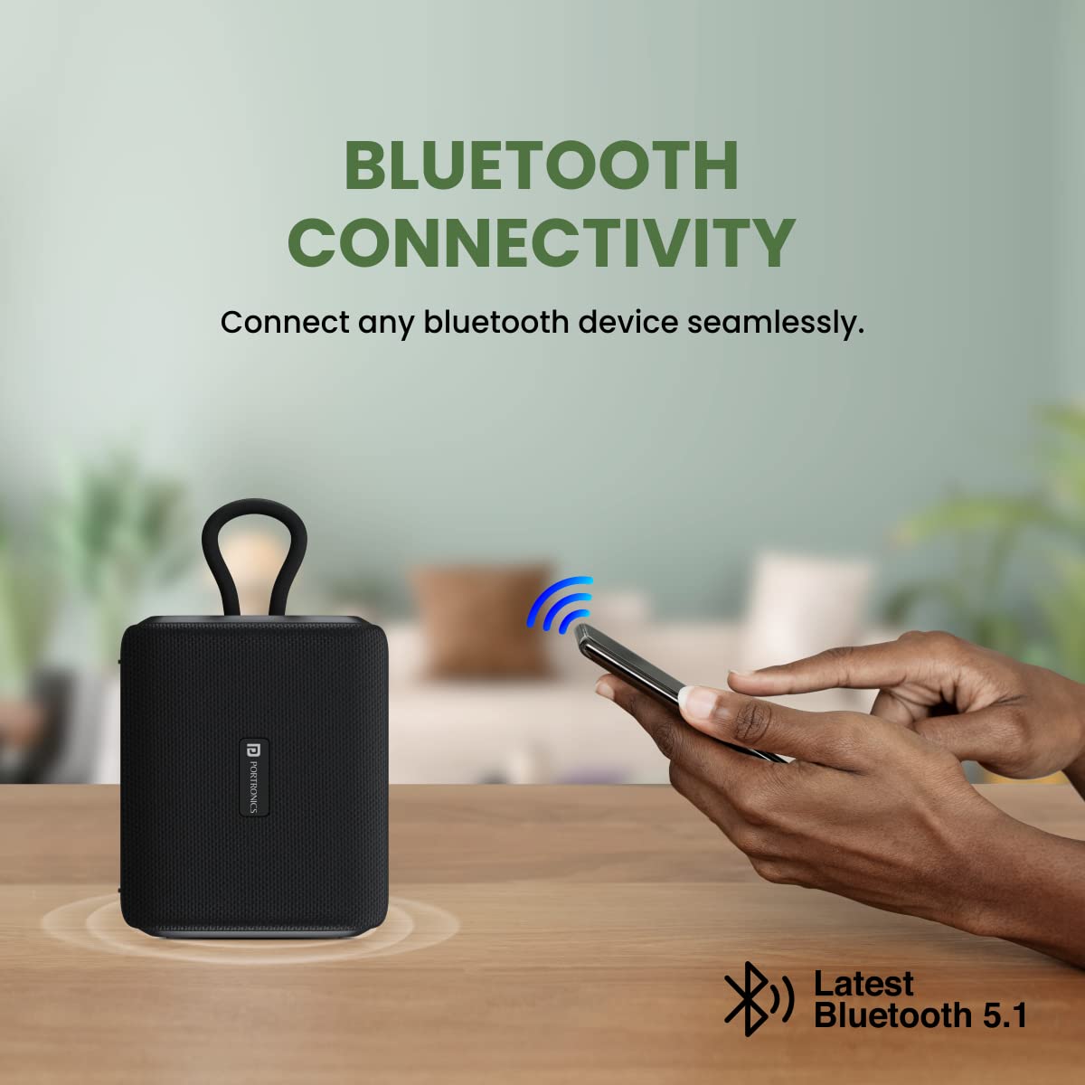 PORTRONICS Buzz 5W Portable Bluetooth Speaker (Water Resistant, Immersive Sound, Mono Channel, Black) PORTRONICS Buzz 5W Portable Bluetooth Speaker (Water Resistant, Immersive Sound, Mono Channel, Black)_1