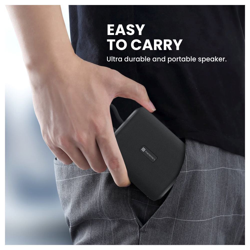 PORTRONICS Buzz 5W Portable Bluetooth Speaker (Water Resistant, Immersive Sound, Mono Channel, Black) PORTRONICS Buzz 5W Portable Bluetooth Speaker (Water Resistant, Immersive Sound, Mono Channel, Black)_4