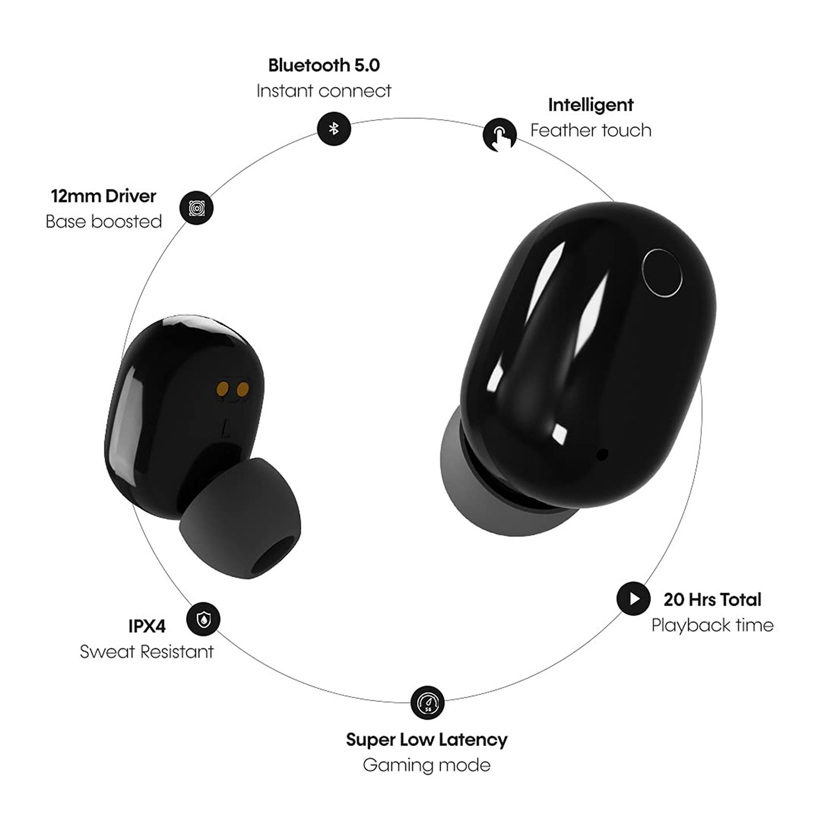CROSSLOOP GENEX-BK TWS Earbuds with Active Noise Cancellation (IPX4 Sweat Resistant, Upto 20 Hours Playback, Black) CROSSLOOP GENEX-BK TWS Earbuds with Active Noise Cancellation (IPX4 Sweat Resistant, Upto 20 Hours Playback, Black)_3