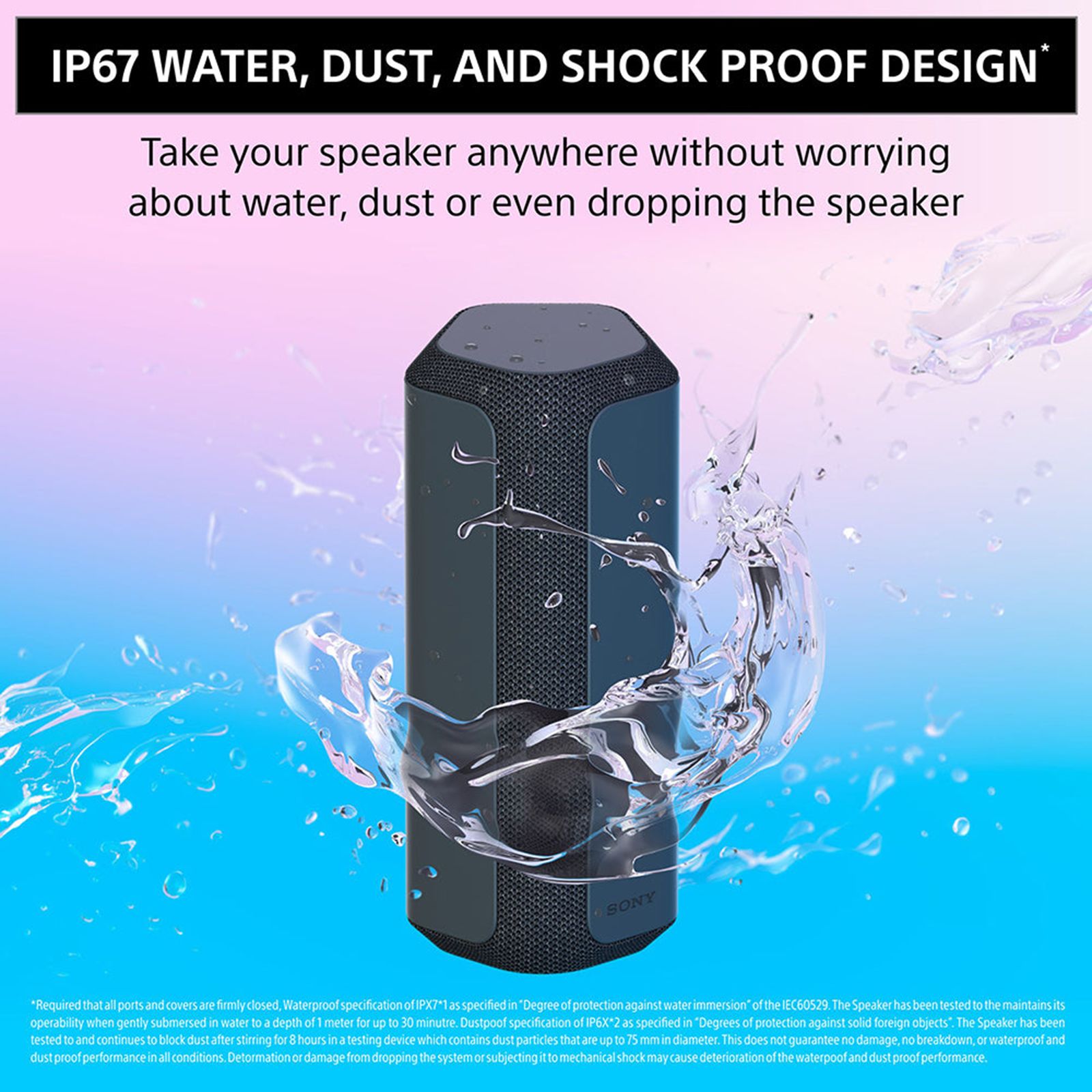 SONY X-Series Portable Bluetooth Speaker (IP67 Waterproof, Mono Channel, Black)_8