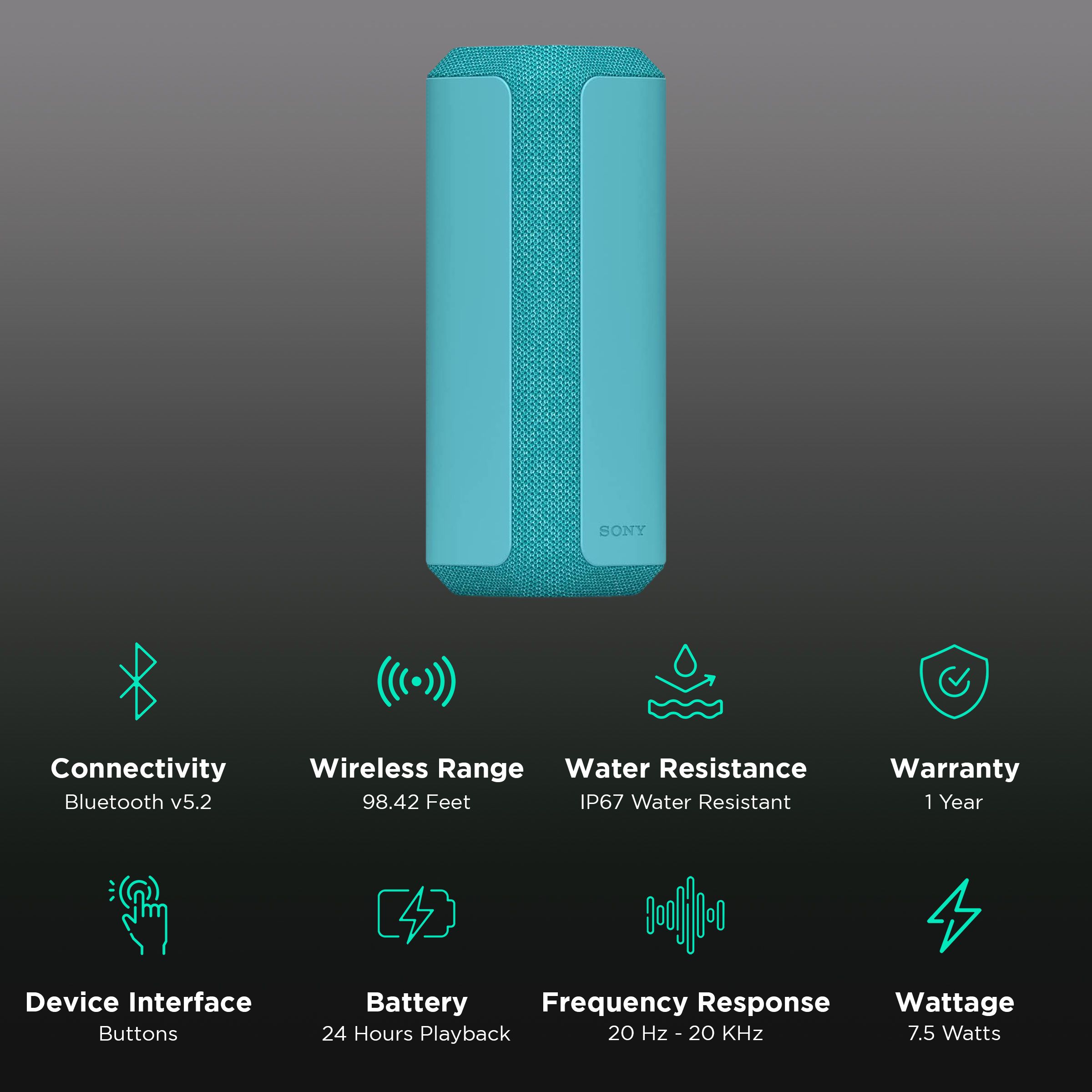SONY X-Series 7.5W Portable Bluetooth Speaker (IP67 Water Resistant, Gesture Control, 2.0 Channel, Blue)_2