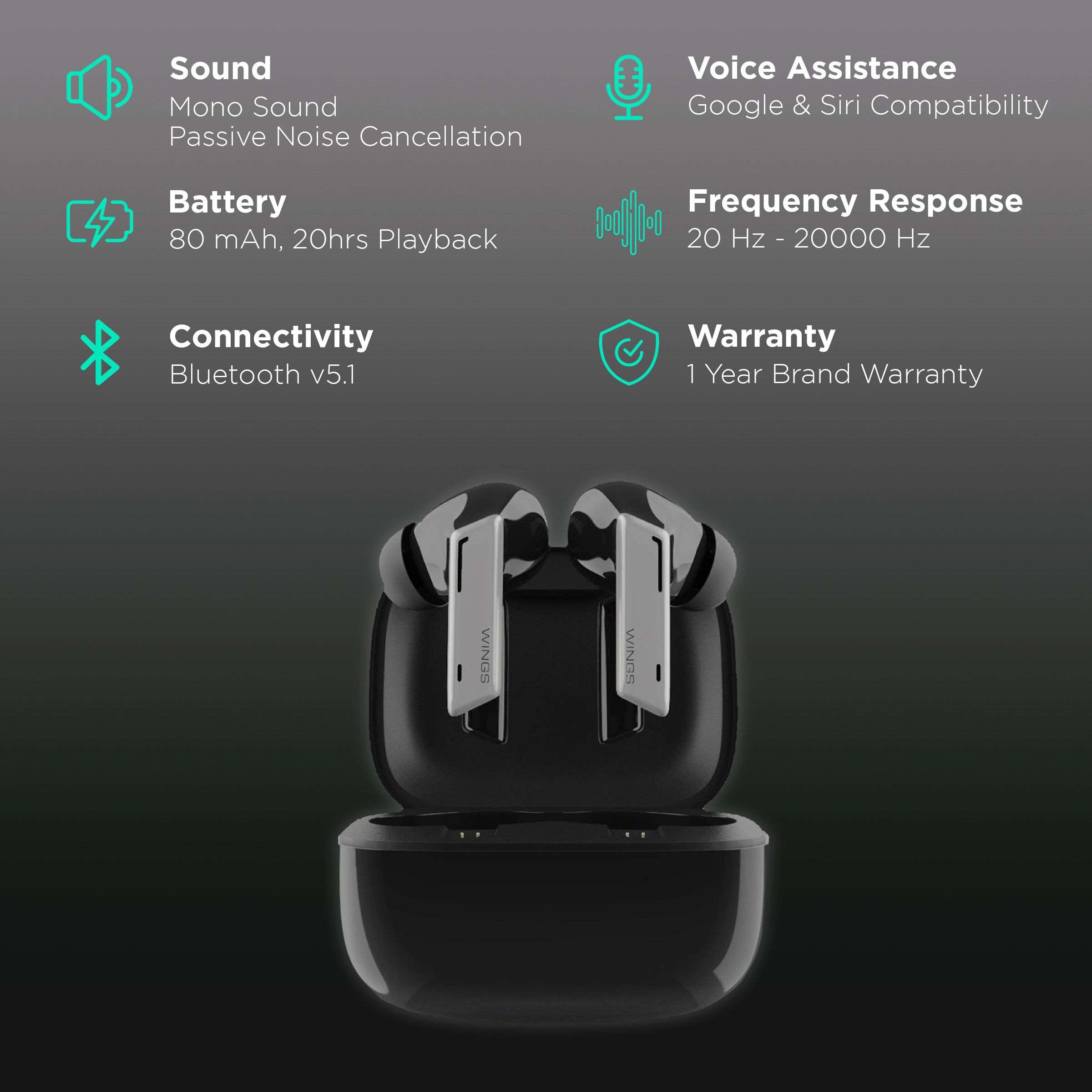 WINGS Beatpods TWS Earbuds with Active Noise Cancellation (Upto 20 Hours Playback, Black) WINGS Beatpods TWS Earbuds with Active Noise Cancellation (Upto 20 Hours Playback, Black)_2