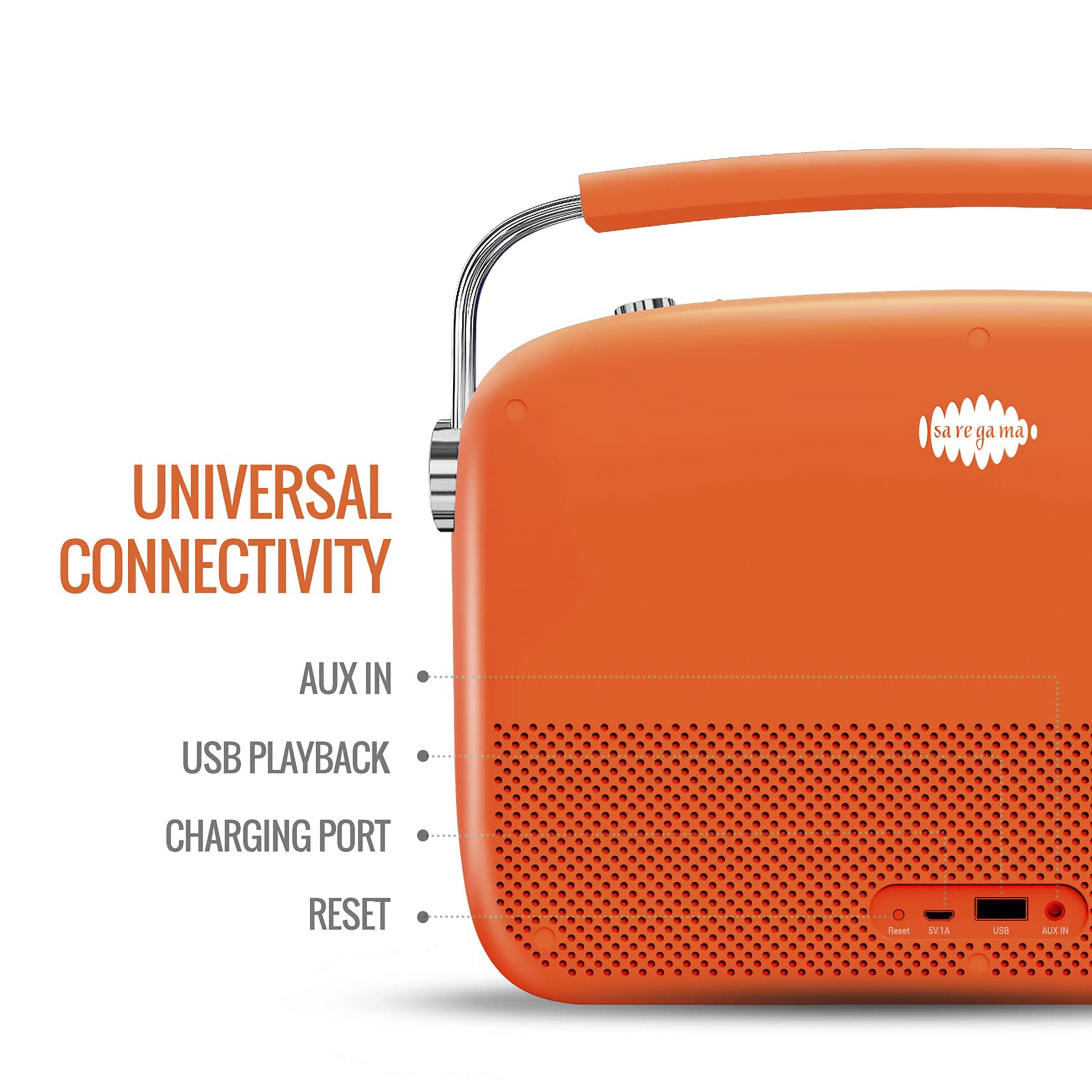 SAREGAMA Carvaan Premium Pop 6W Portable Speaker (Pre-loaded 5000 Evergreen Hindi Songs, 2.0Channel, SC230, Candy Orange)_8