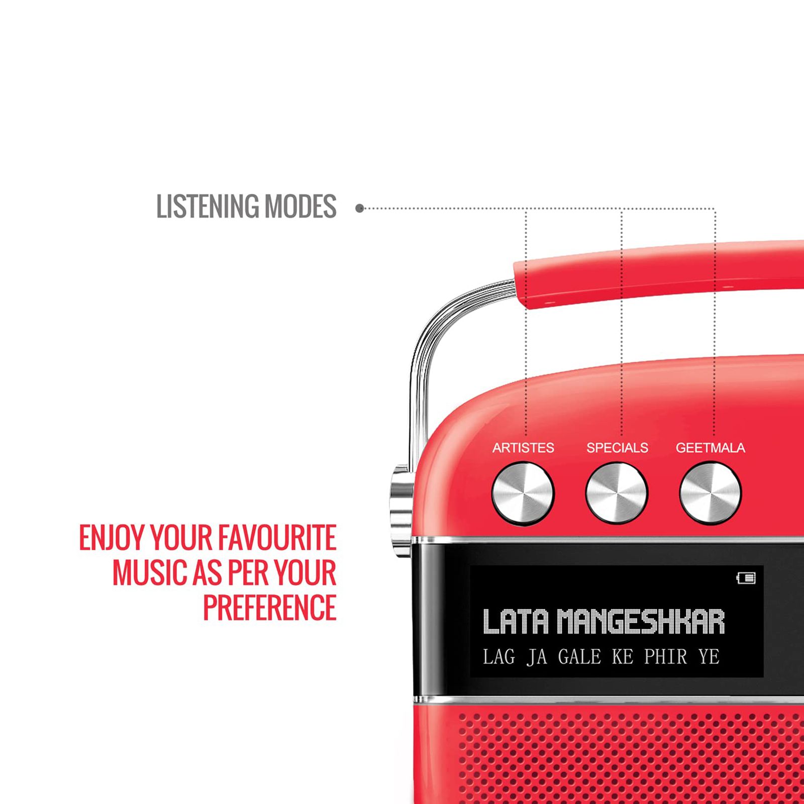SAREGAMA Carvaan Premium Pop 6W Portable Speaker (Pre-loaded 5000 Evergreen Hindi Songs, 2.0Channel, SC230, Coral Pink)_7