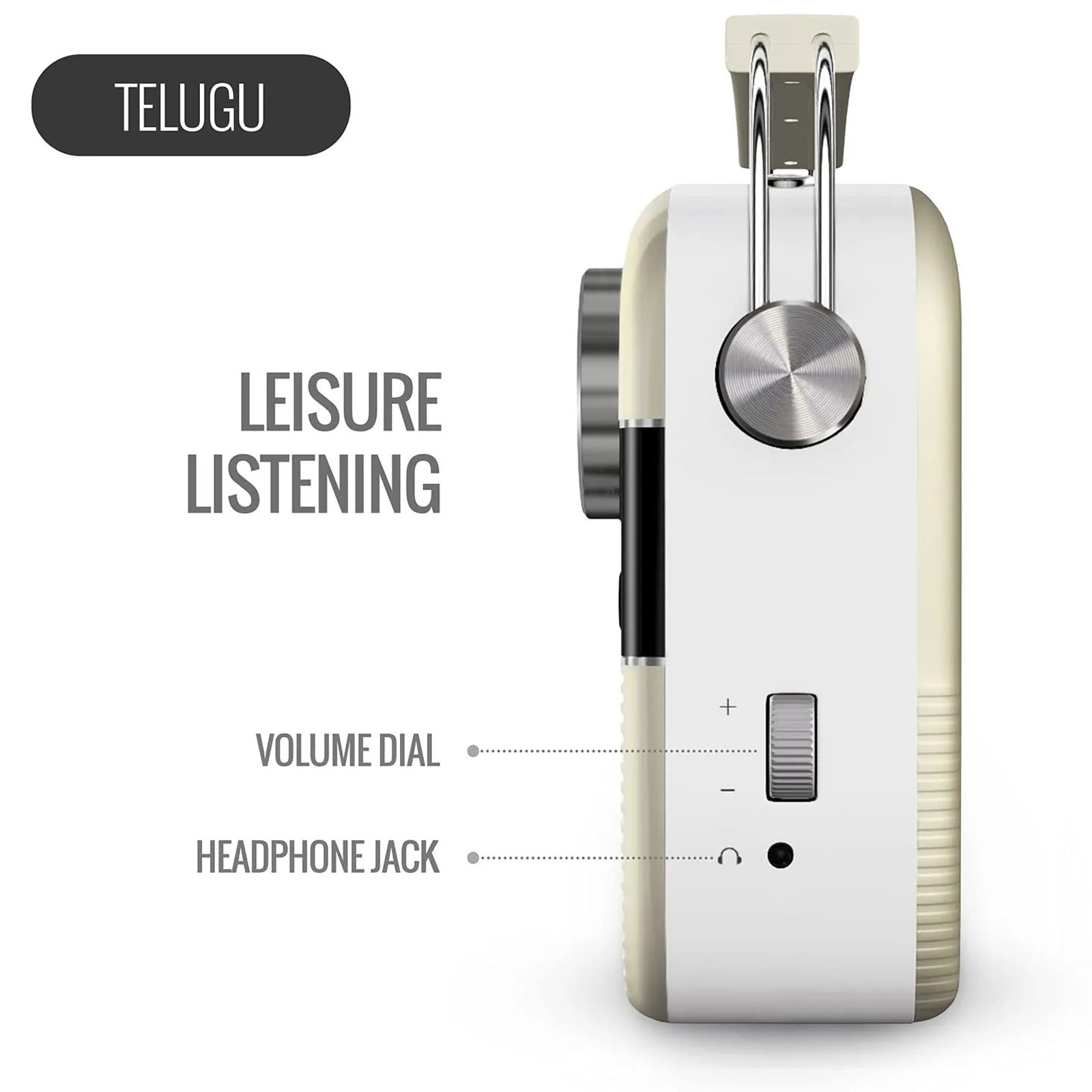 SAREGAMA Carvaan Telugu Music Player (50 Plus Dedicated Stations, SC02, Porcelain White)_9