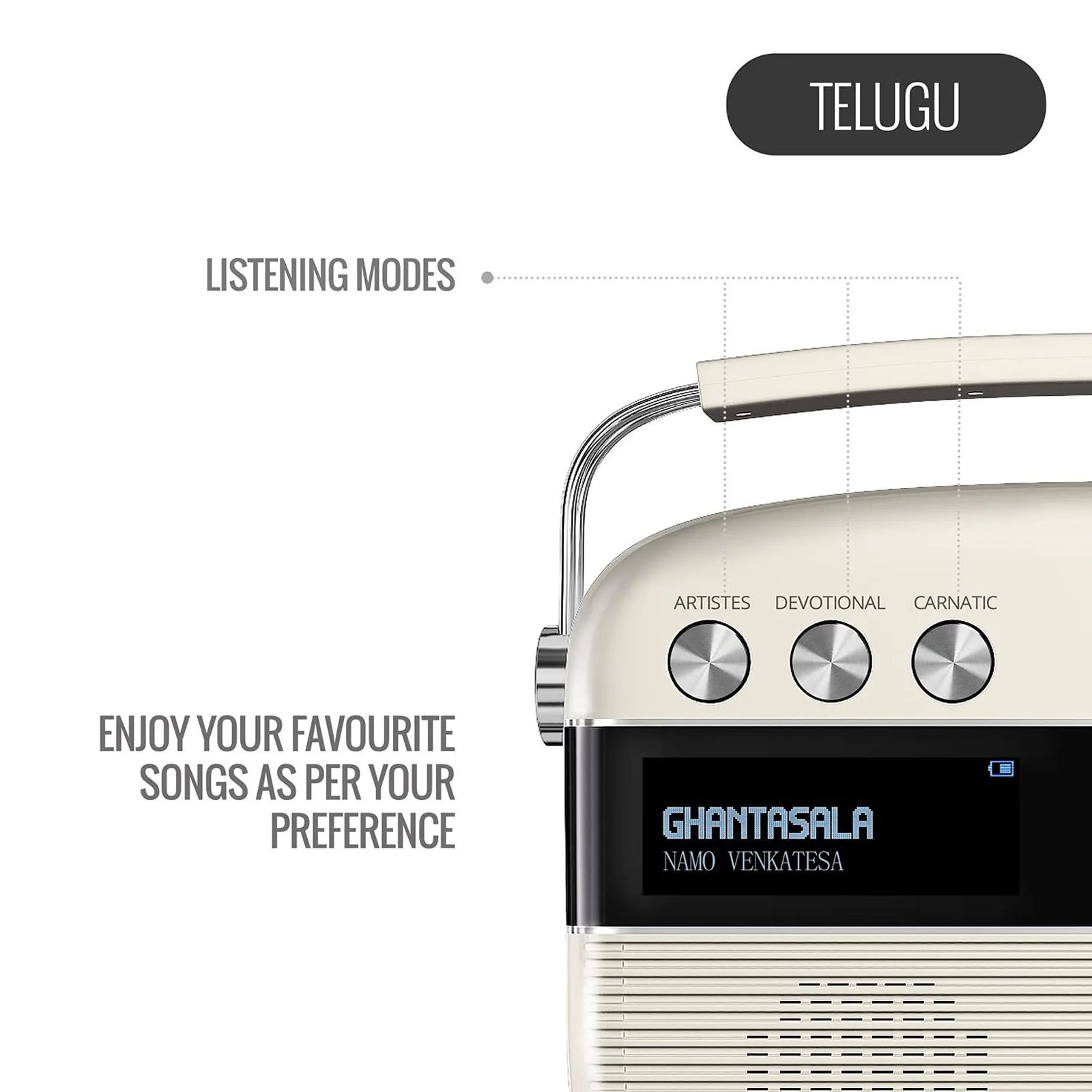 SAREGAMA Carvaan Telugu Music Player (50 Plus Dedicated Stations, SC02, Porcelain White)_12