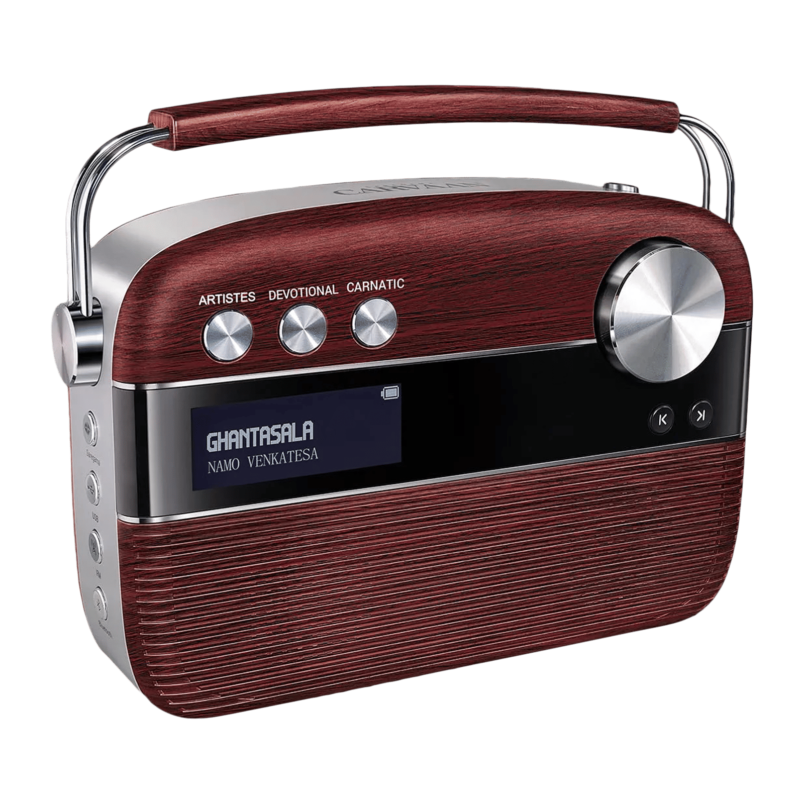 SAREGAMA Carvaan Telugu Music Player (50 Plus Dedicated Stations, SC03, Cherrywood Red)_3