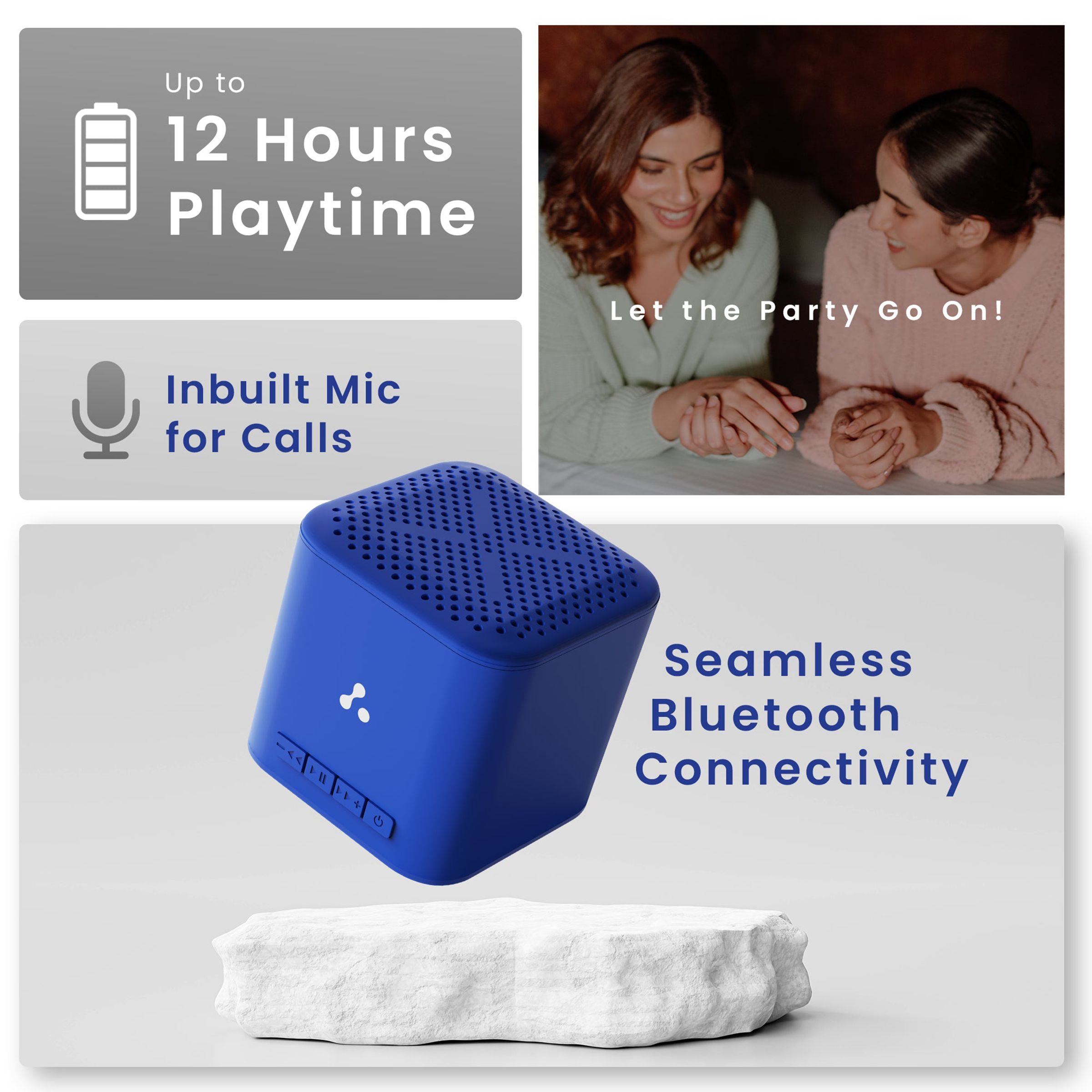 ambrane Evoke Cube Plus 5W Portable Bluetooth Speaker (12 Hours Playback Time, Blue)_5