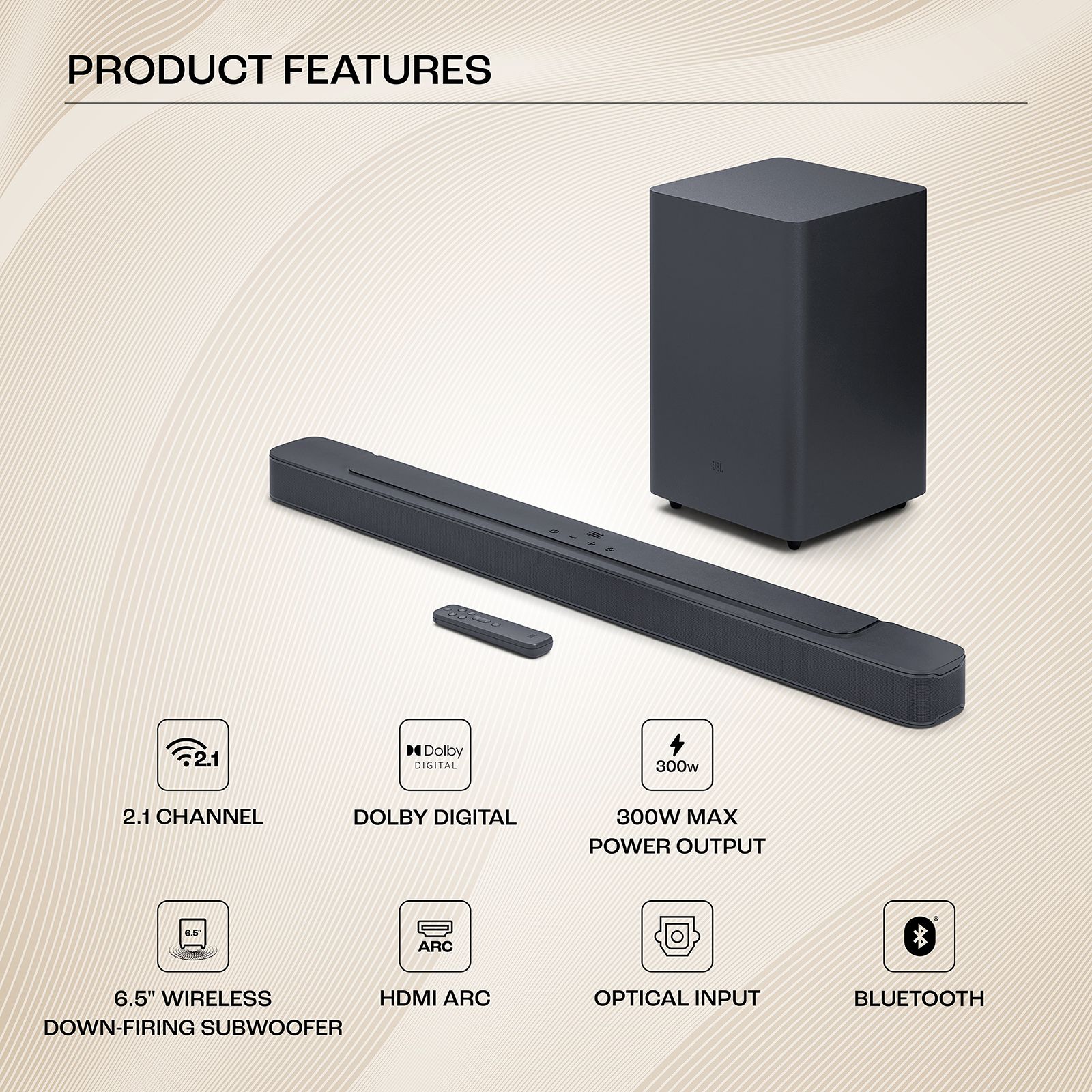 JBL 300W Bluetooth Soundbar with Remote (Dolby Digital Audio, 2.1 Channel, Black) JBL 300W Bluetooth Soundbar with Remote (Dolby Digital Audio, 2.1 Channel, Black)_10