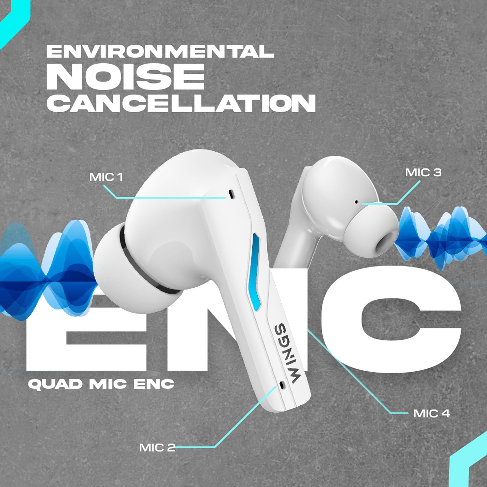 WINGS Phantom 850 TWS Earbuds with Environmental Noise Cancellation (IPX5 Water Resistant, 40ms Ultra Low Latency, White)_14