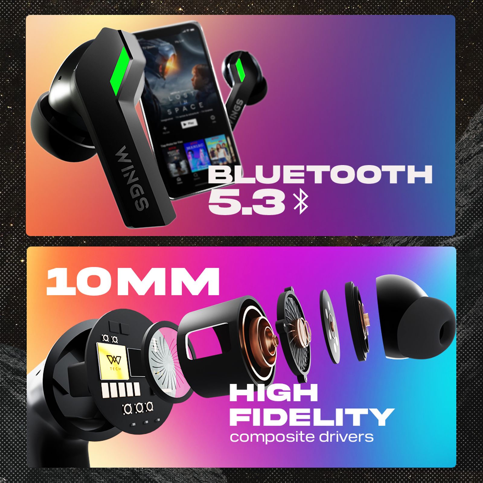 WINGS Phantom 860 TWS Earbuds with Environmental Noise Cancellation (IPX5 Water Resistant, Upto 50 Hours Playback, Black) WINGS Phantom 860 TWS Earbuds with Environmental Noise Cancellation (IPX5 Water Resistant, Upto 50 Hours Playback, Black)_13