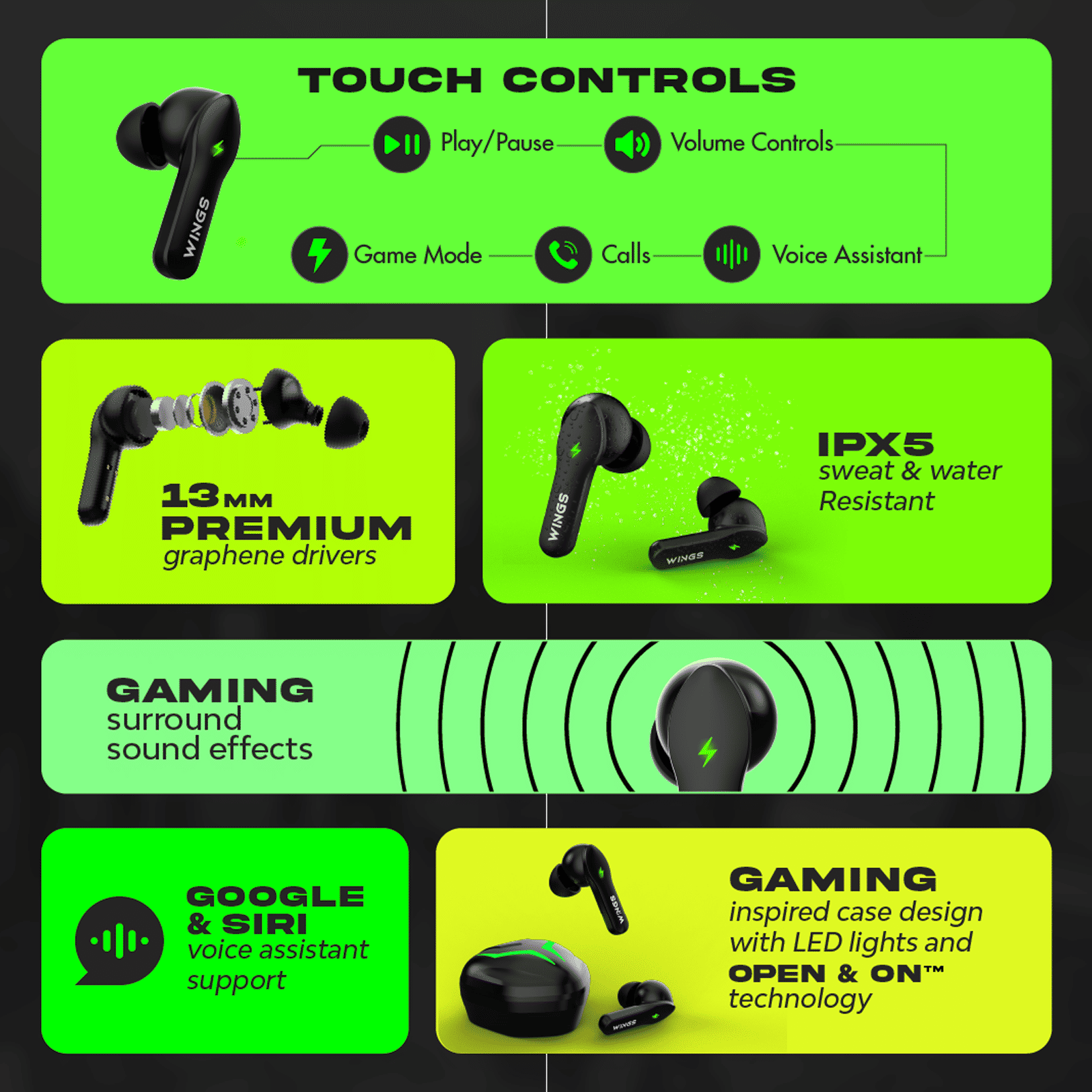 WINGS Phantom 260 TWS Earbuds with Environmental Noise Cancellation (IPX5 Water Resistant, Upto 30 Hours Playback, Black) WINGS Phantom 260 TWS Earbuds with Environmental Noise Cancellation (IPX5 Water Resistant, Upto 30 Hours Playback, Black)_7