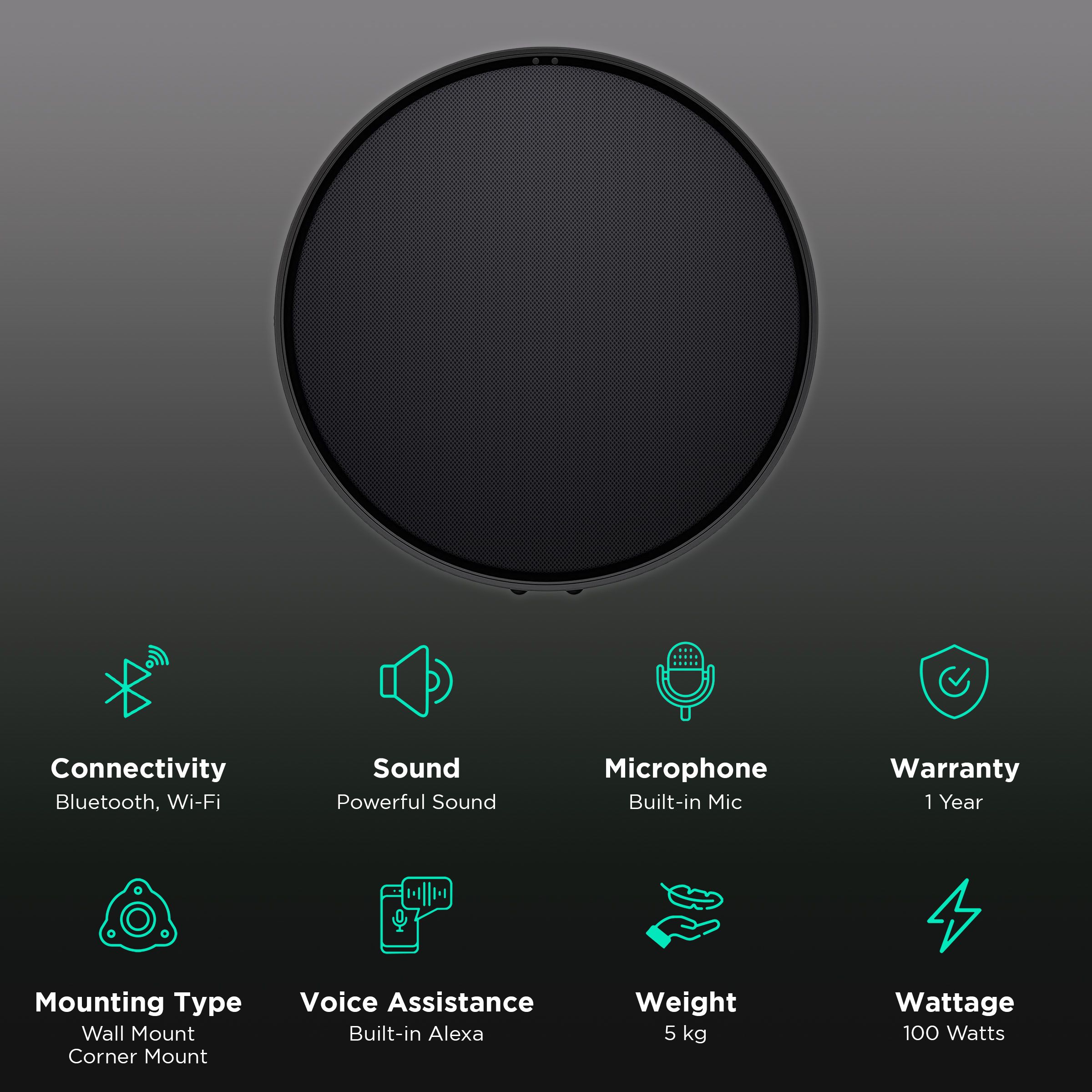 defunc Home with Built-in Alexa Smart Wi-Fi Speaker (Control Up to 32 Speakers, Black) defunc Home with Built-in Alexa Smart Wi-Fi Speaker (Control Up to 32 Speakers, Black)_2