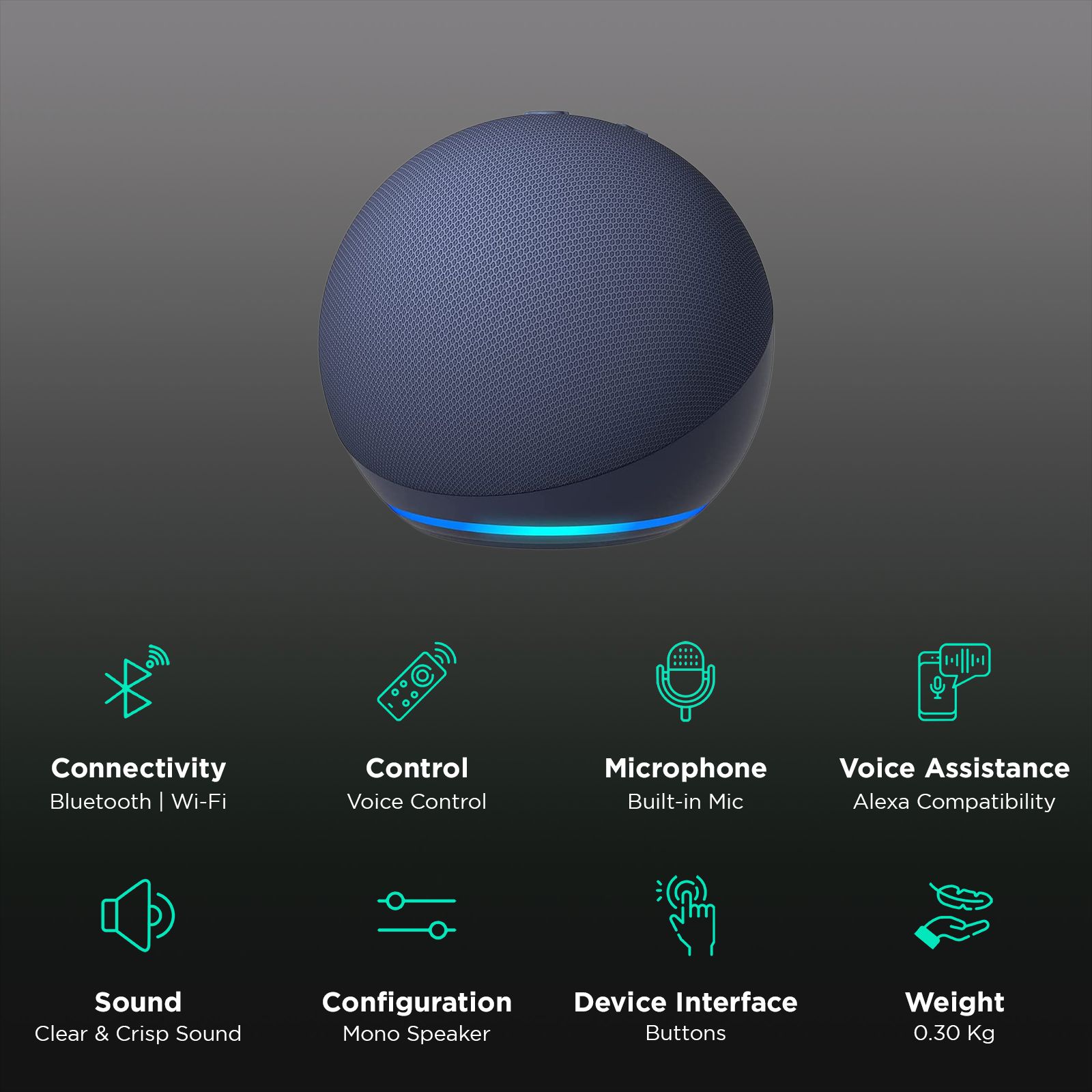 amazon Echo Dot (5th Gen) with Built-in Alexa Smart Wi-Fi Speaker (Ambient Temperature Sensor, Blue)_2