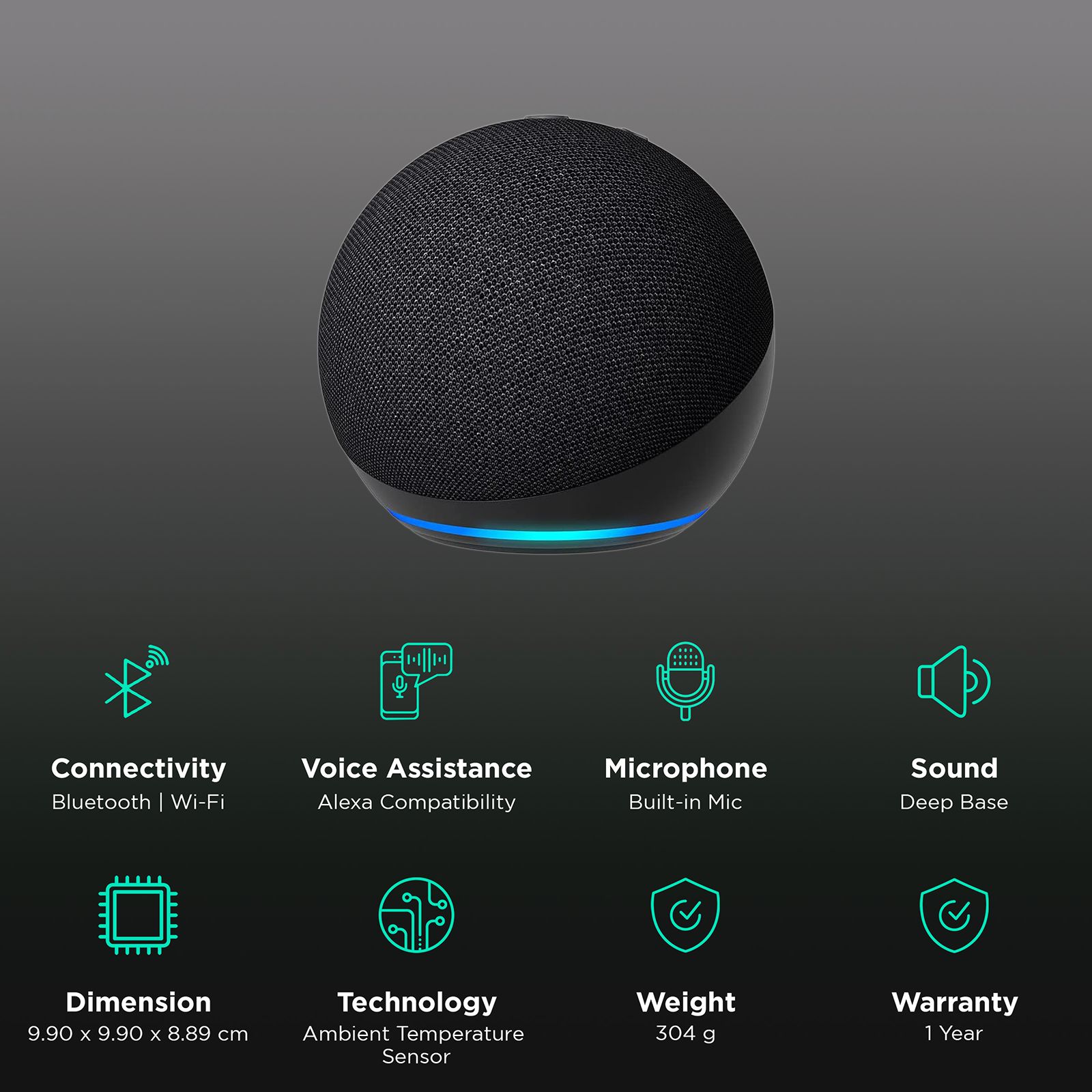 amazon Echo Dot (5th Gen) with Built-in Alexa Smart Wi-Fi Speaker (Ambient Temperature Sensor, Black)_2