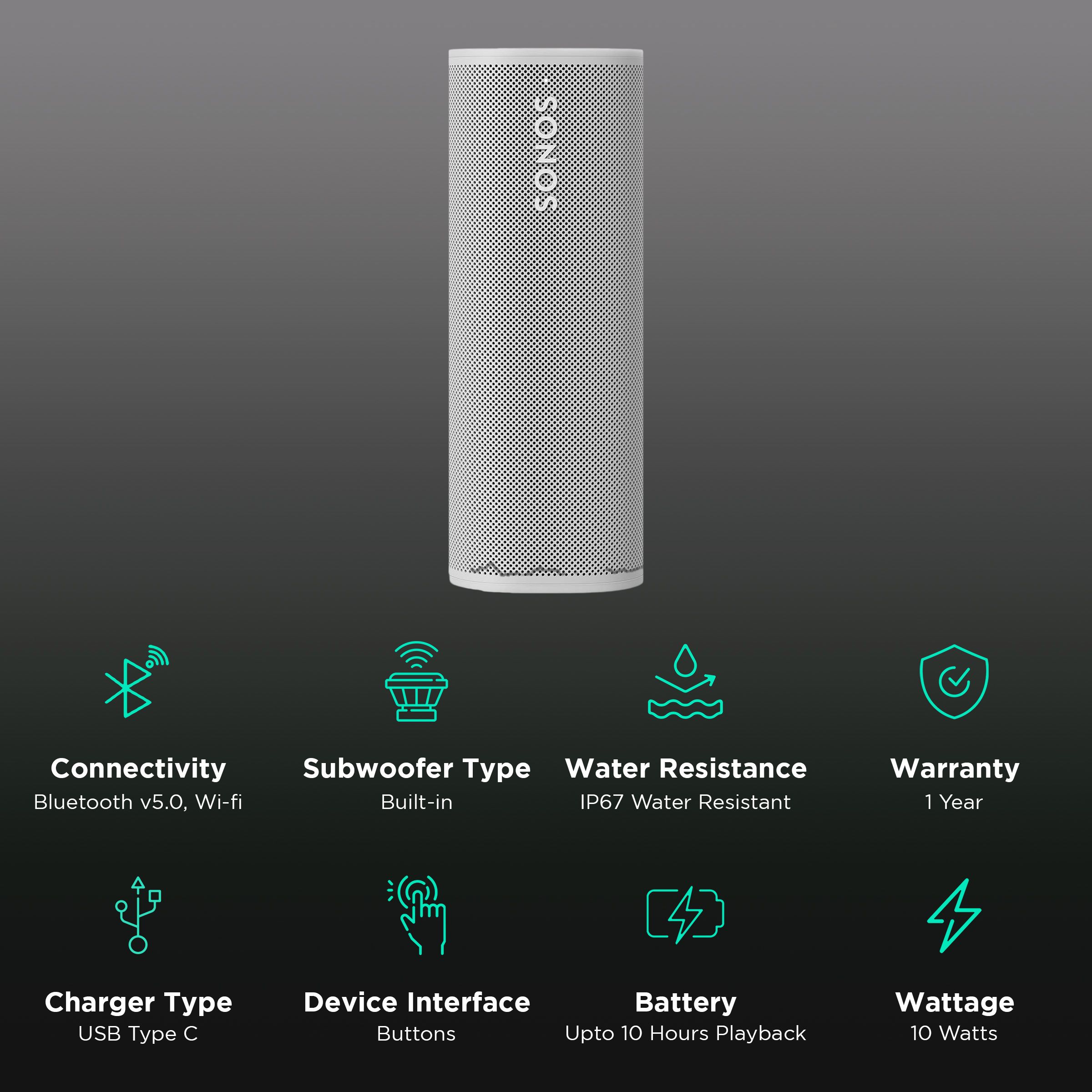 SONOS Roam SL with Alexa & Google Voice Assistant Smart Wi-Fi Speaker (IP67 Dustproof & Waterproof, Lunar White)_2